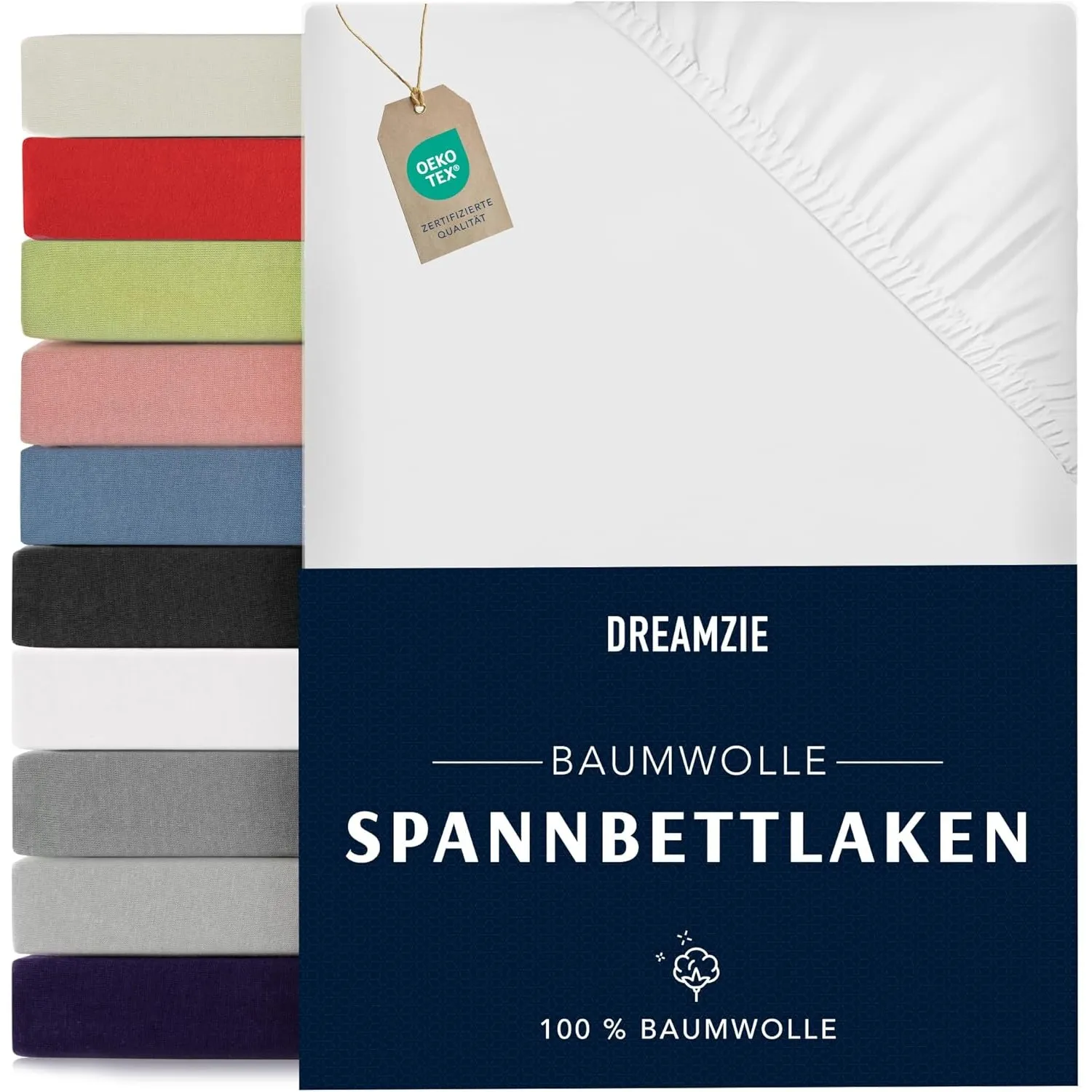 Dreamzie - Spannbettlaken - 90x200cm - 100% Baumwolle Jersey