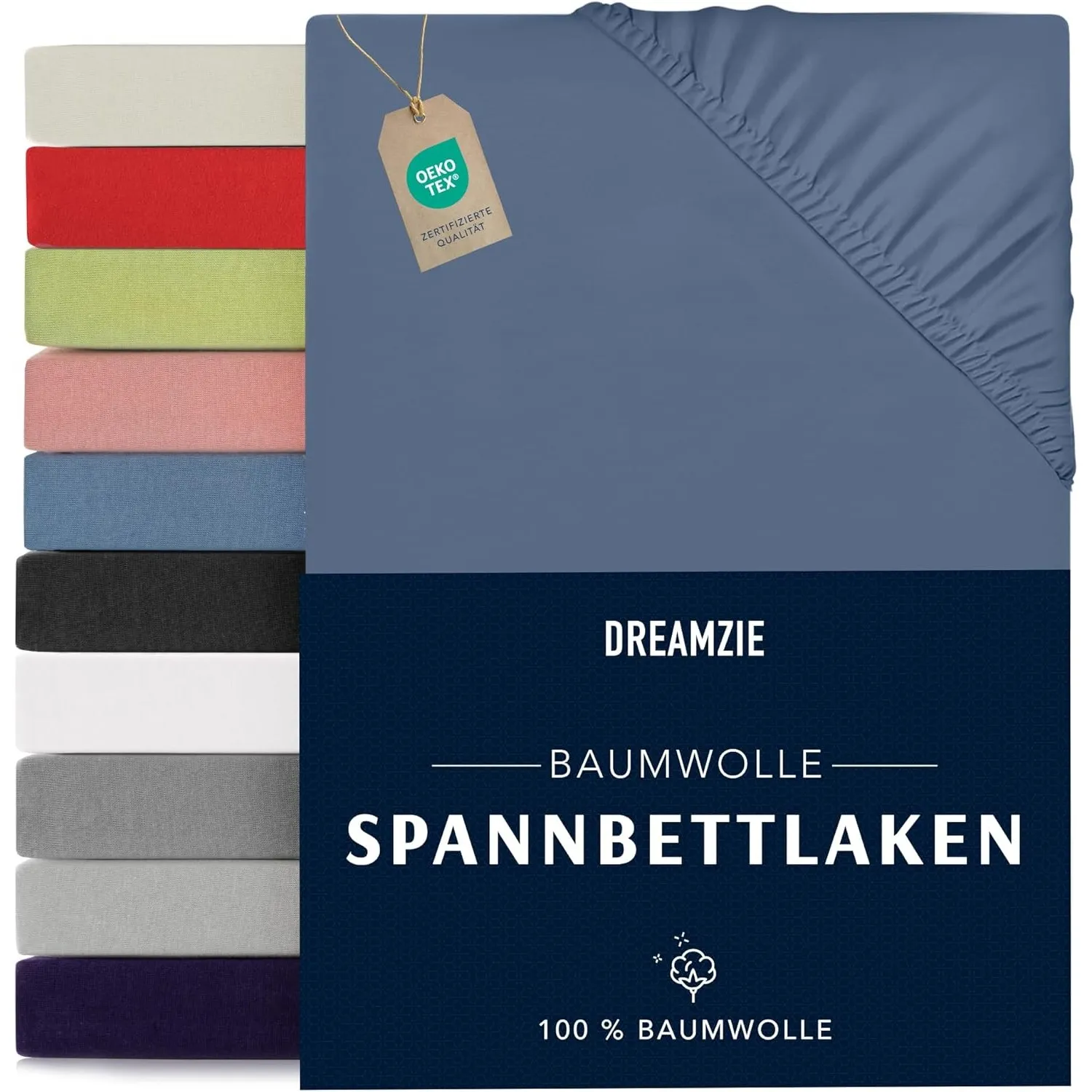 Dreamzie - Spannbettlaken - 140x200cm - 100% Baumwolle Jersey