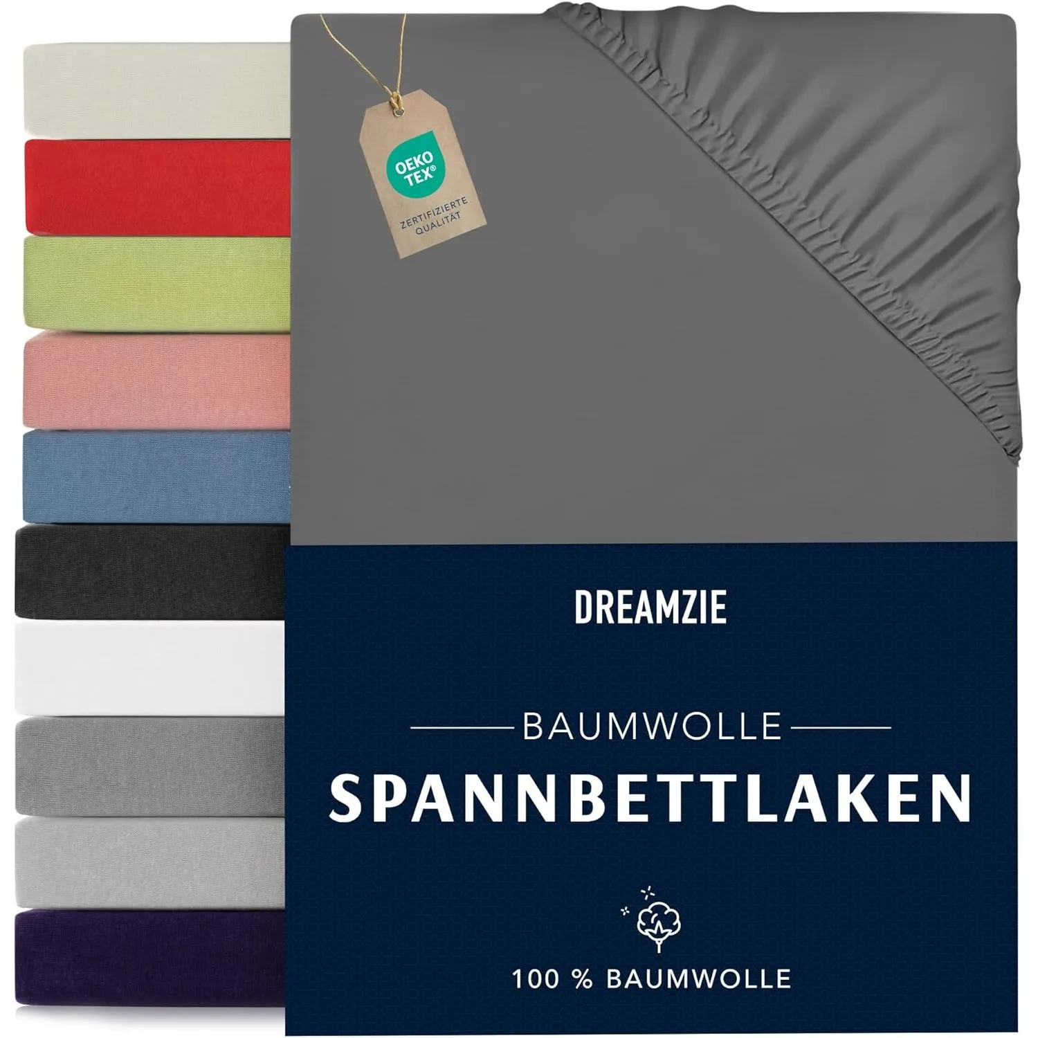 Dreamzie - Spannbettlaken - 70x190/200cm - 100% Baumwolle Jersey