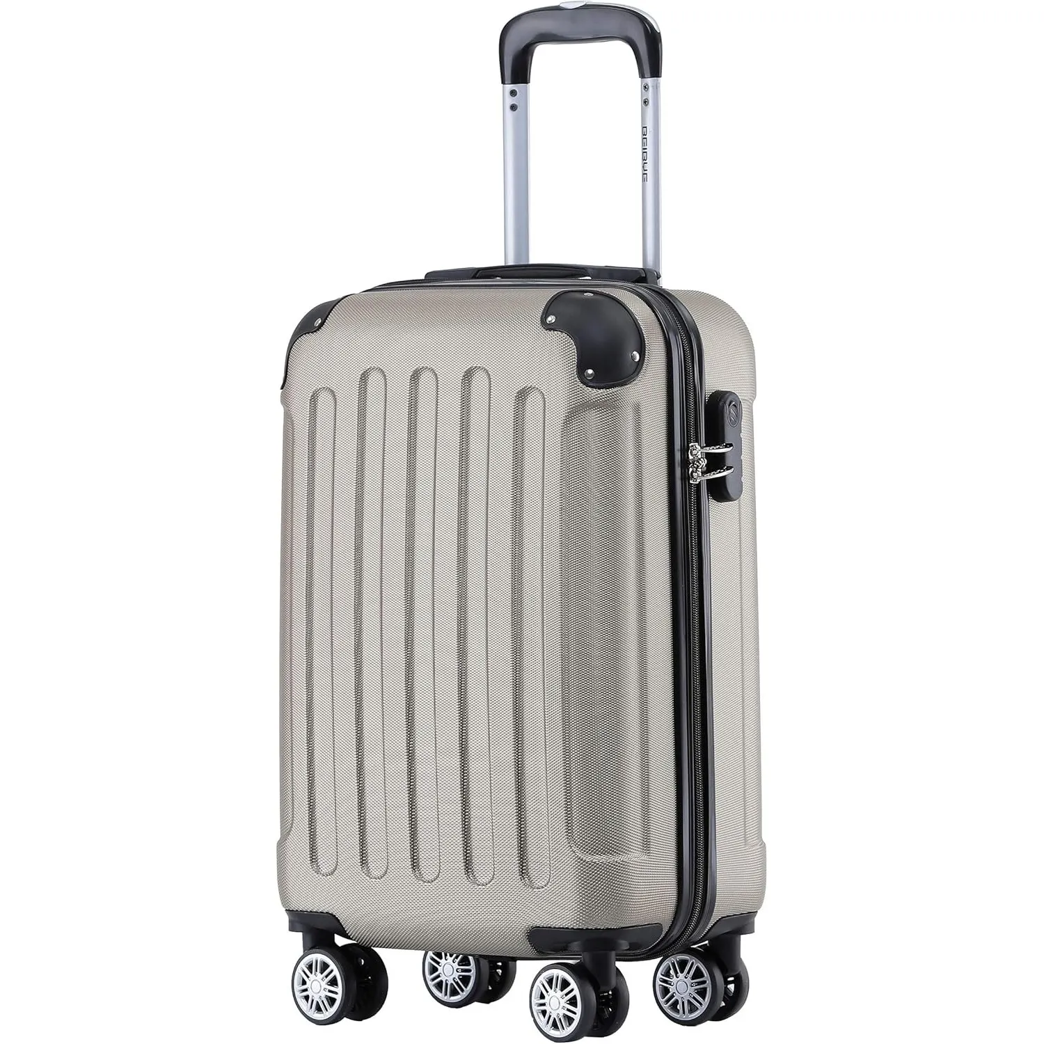 BEIBYE Handgepäck Koffer M 55 cm – Kabinenkoffer aus ABS, leicht, 360° Doppelrollen, Reisekoffer für Kurzreisen,Champag…