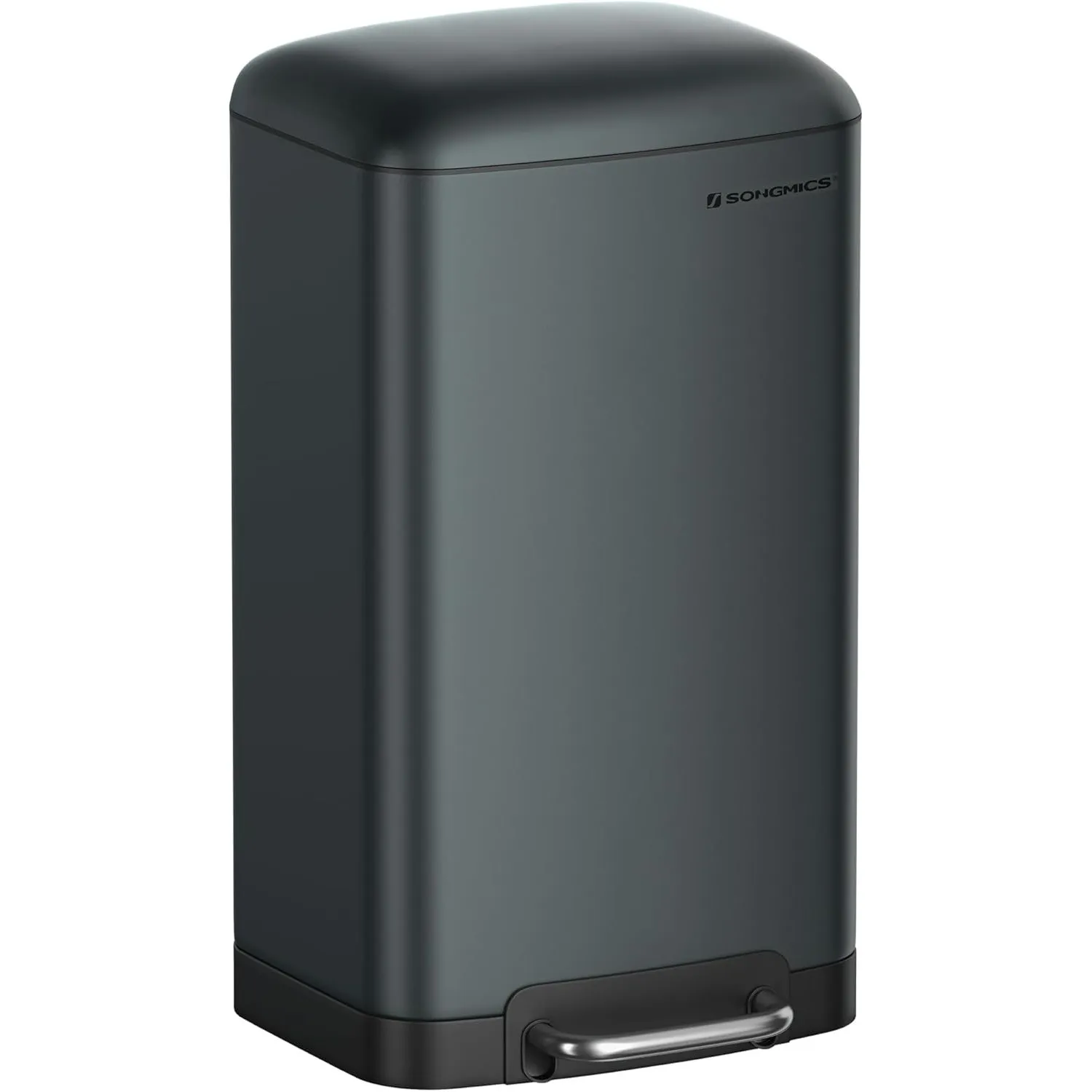 SONGMICS Mülleimer, 30 l, mit Pedal aus Stahl, Inneneimer und Deckel, Griff, Soft-Close, luftdicht, für Küche, Wohnzimm…