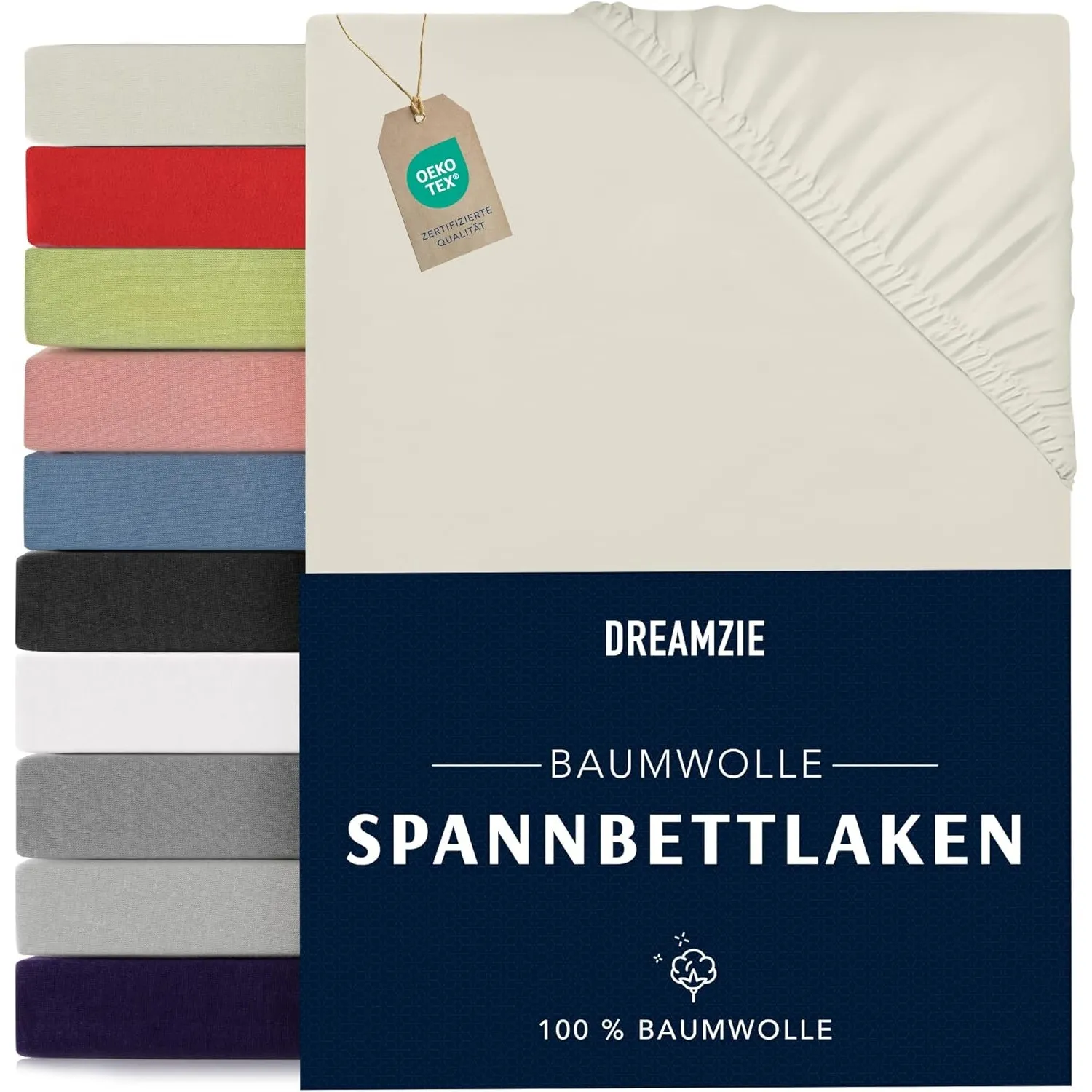 Dreamzie - Spannbettlaken - 120x200cm - 100% Baumwolle Jersey