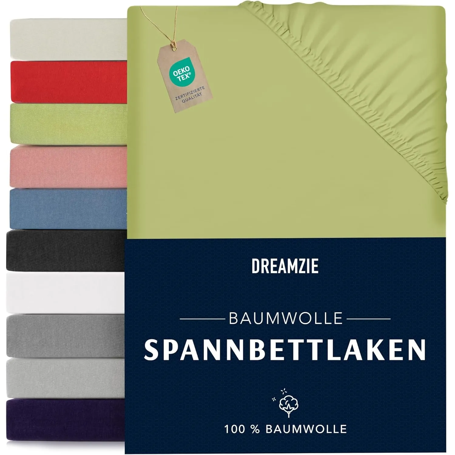 Dreamzie - Spannbettlaken - 90x200cm - 100% Baumwolle Jersey