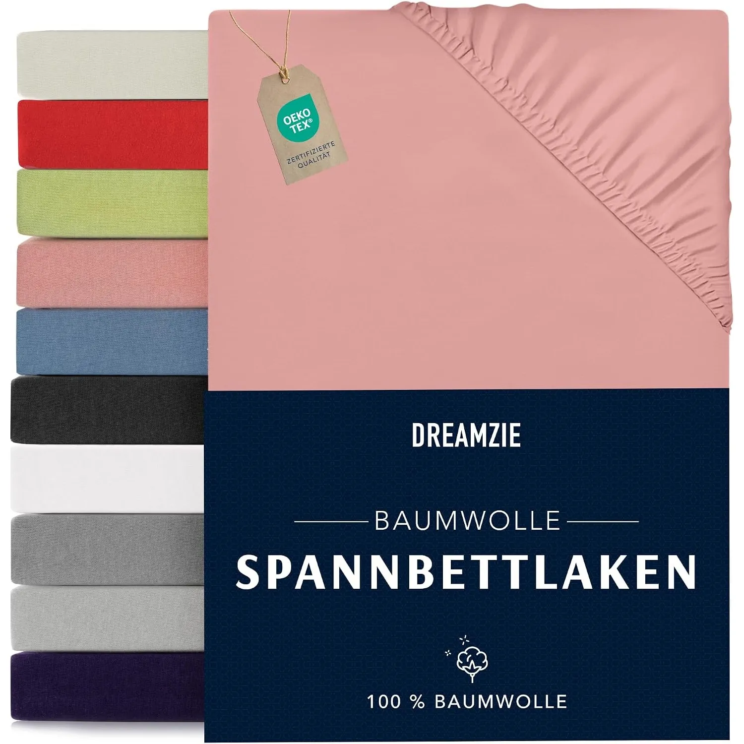 Dreamzie - Spannbettlaken - 160x200cm - 100% Baumwolle Jersey