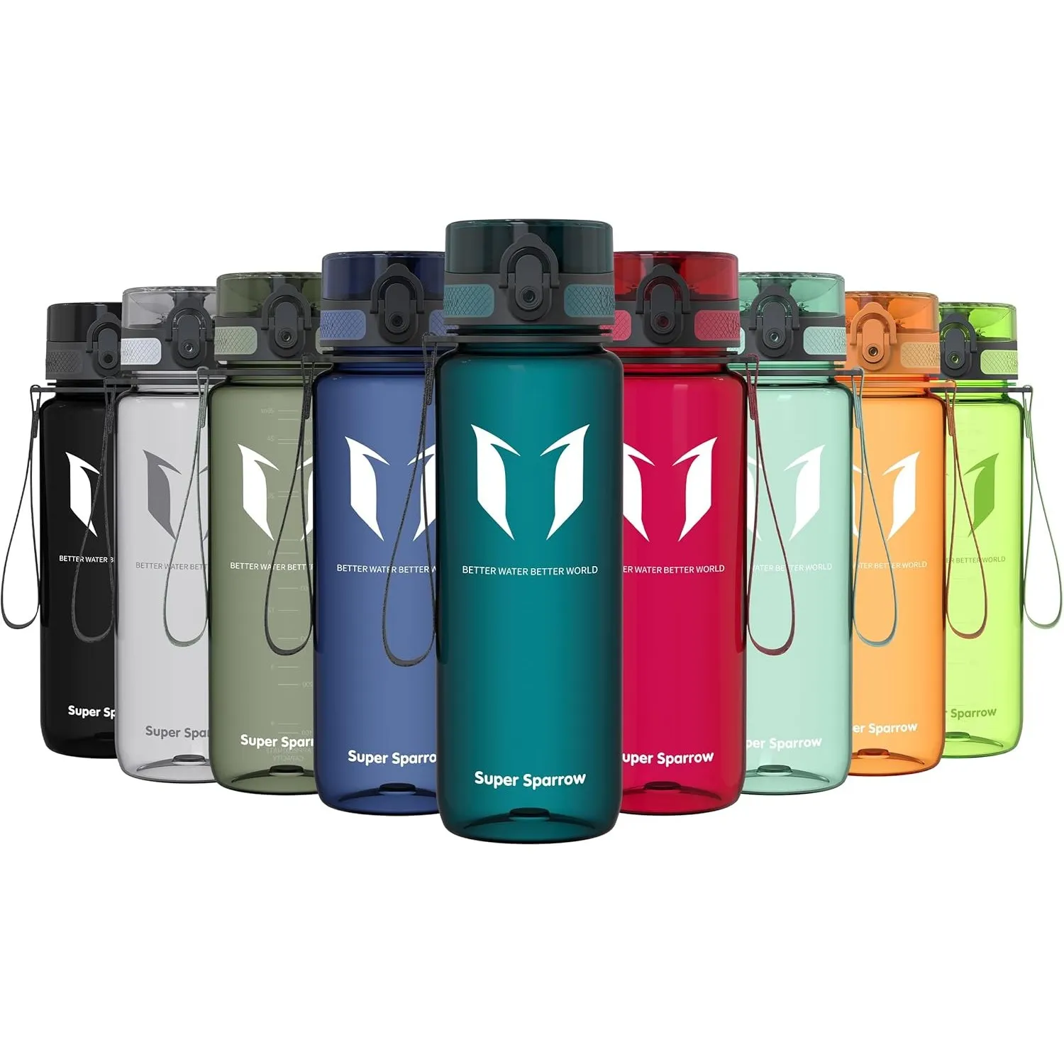 Sparrow Trinkflasche 500ml/750ml/1L - BPA-frei Tritan Wasserflasche 1-Klick | Sportflasche, Auslaufsicher, Leicht, Spül…