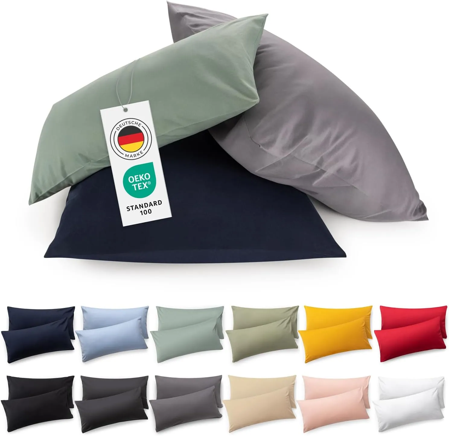Blumtal set of 2 pillowcases - 100% cotton, super soft premium jersey pillowcase, Sunflower Yellow, 40x80cm