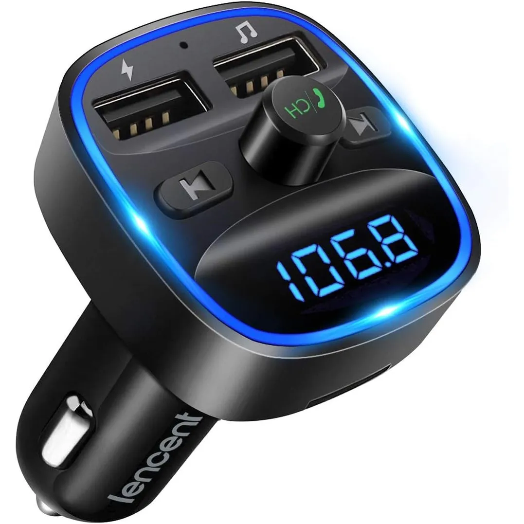 LENCENT Bluetooth FM Transmitter Auto, Musik Adapter für Auto Radio