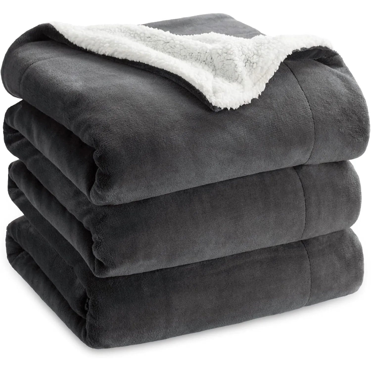 BEDSURE Sherpa Kuscheldecke Flauschig 230x270 - Sofadecke, Anthrazit