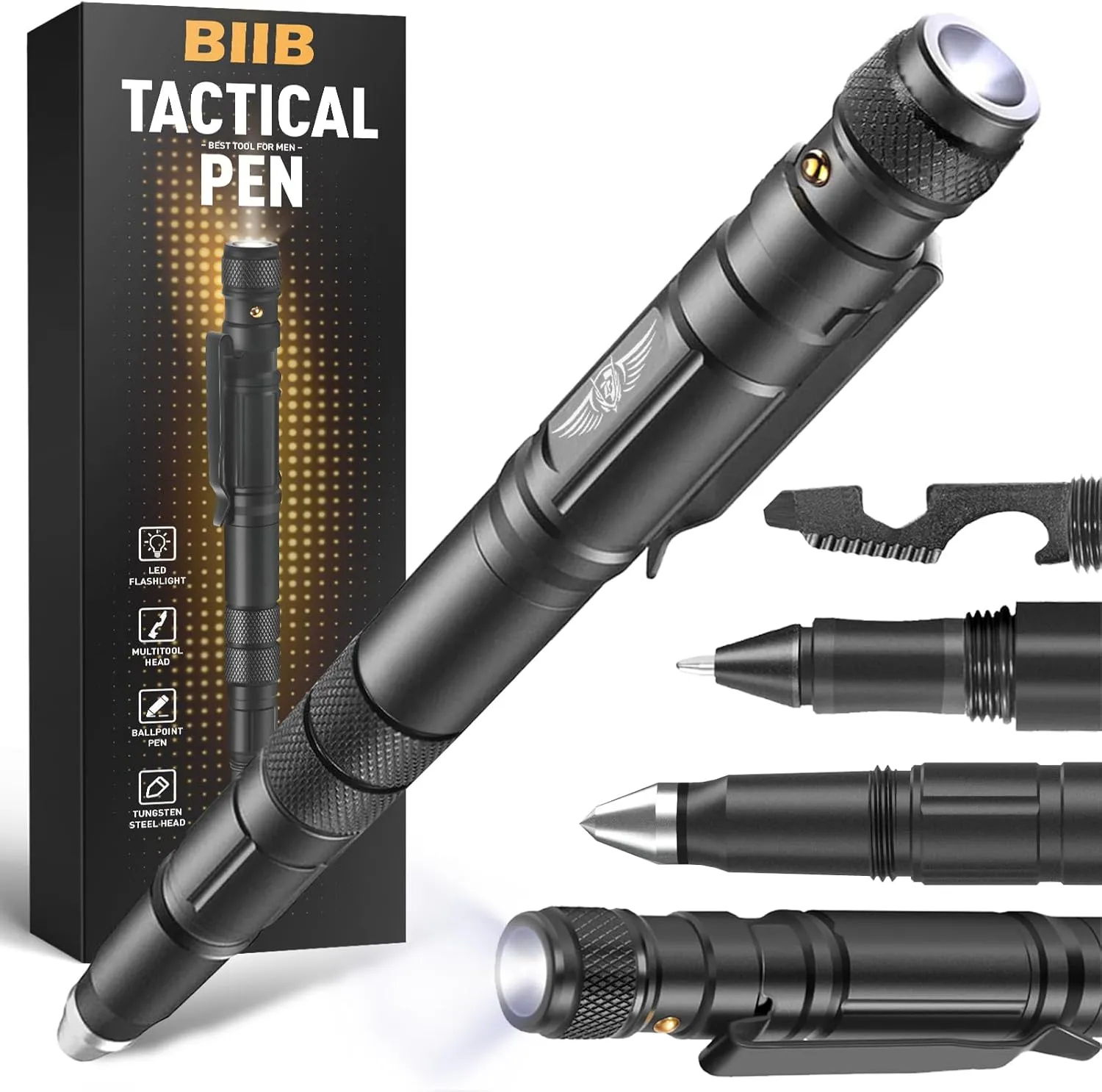 BIIB Geschenke für Männer, Vatertagsgeschenk für Papa, Multitool Pen mit LED Gadgets, Geburtstagsgeschenk für Männer, F…