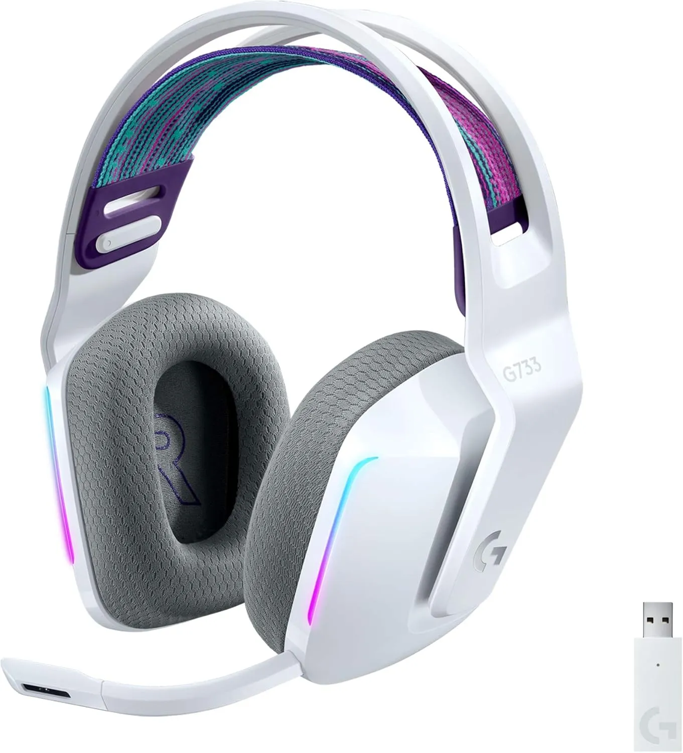 Logitech G733 LIGHTSPEED kabelloses Gaming-Headset mit Kopfbügel, LIGHTSYNC RGB, Blue VO!CE Mikrofontechnologie, PRO G …