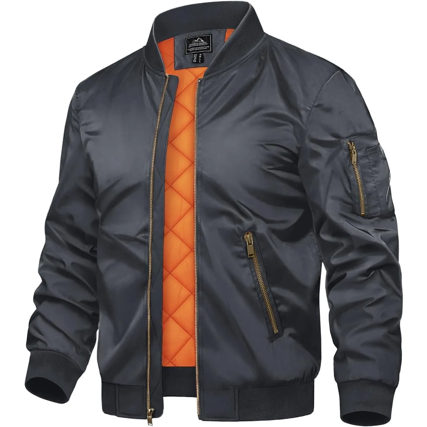TACVASEN Herren Übergangsjacke Bomberjacke College Jacke Fliegerjacke Basic Freizeitjacke mit Reißverschlusstaschen