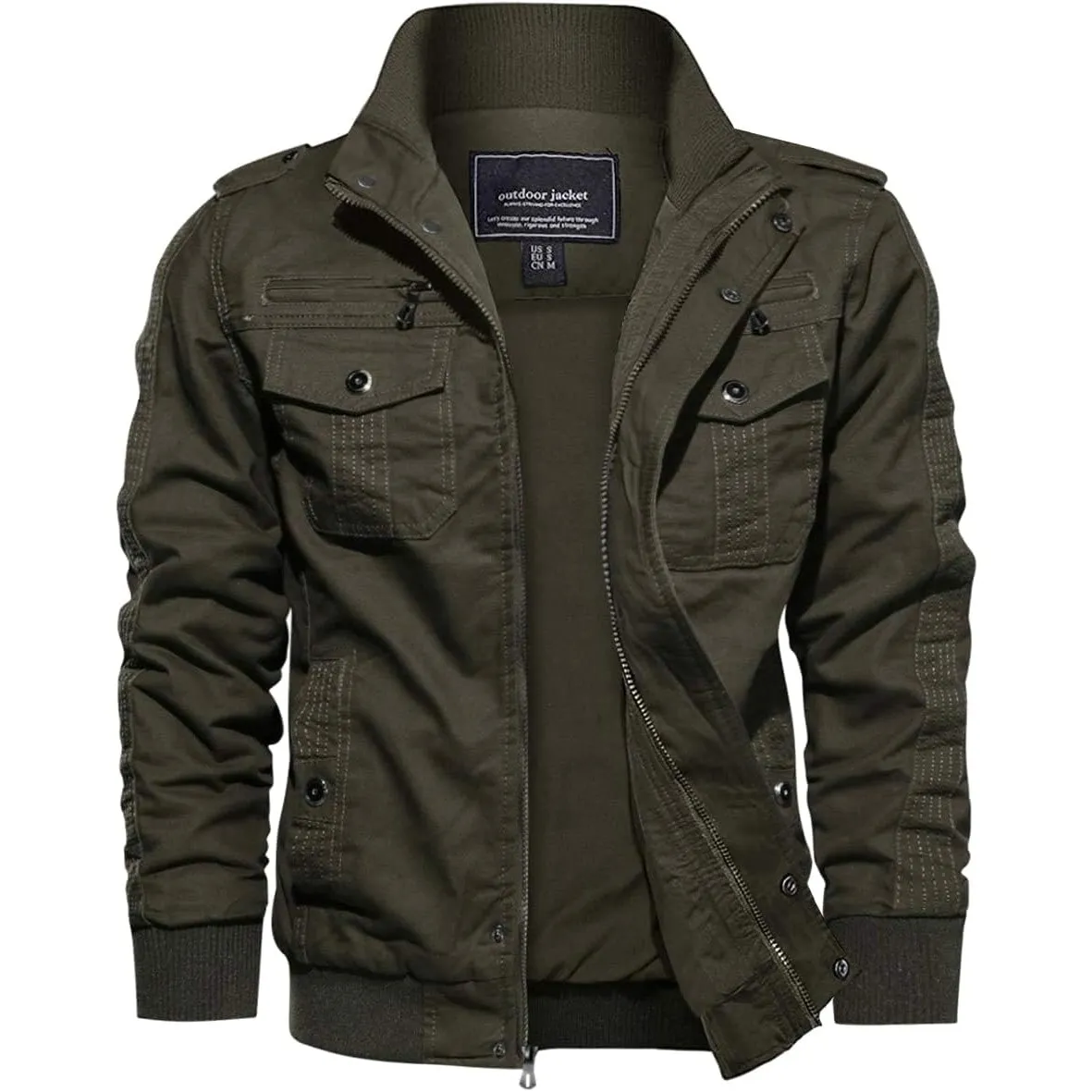 EKLENTSON Herren Übergangsjacke Baumwolle Cargo Jacke mit Vielen Taschen