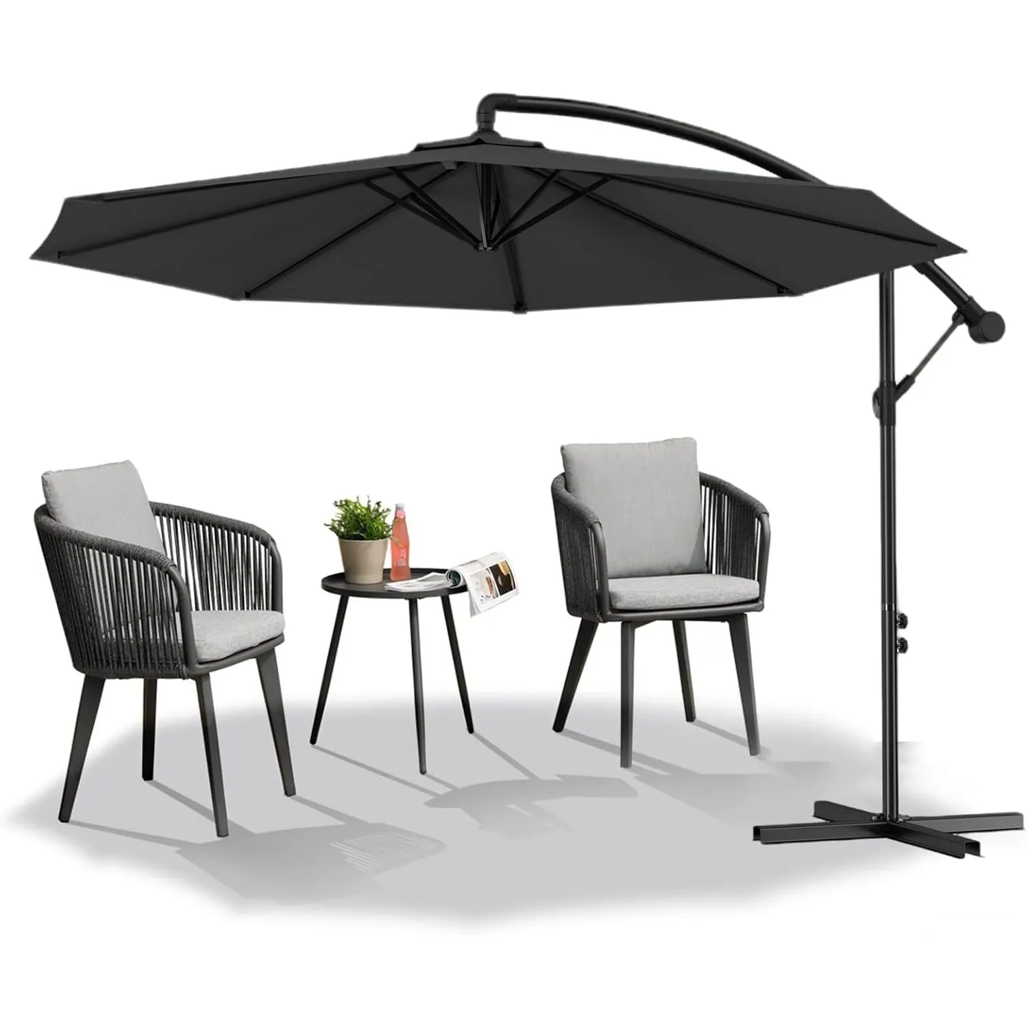 Froadp Ampelschirme mit Kurbel Alu Sonnenschirme Höhenverstellbar Balkonschirm UV40+ Sonnenschutz Windfest Gartenschrim…