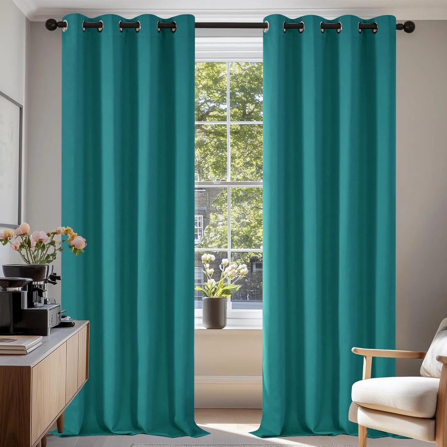 Deconovo Ösenvorhang Blickdicht Thermogardine Blackout Curtain Türkis