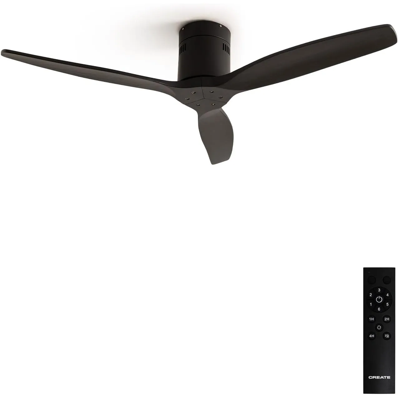 CREATE / WINDCALM M/Deckenventilator ABS Schwarz mit Fernbedienung/ 40W, Leise, Ø132cm, Timer von 1 bis 4 Std., DC-Moto…