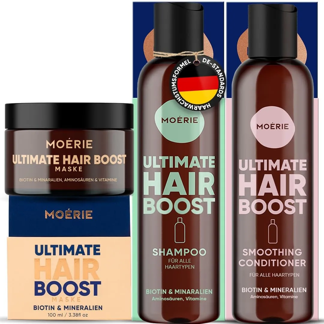 Moerie Mineral Shampoo and Conditioner Plus Hair Growth Spray Set – Ultimate Hair Care Pack – For Longer, Thicker, Full…