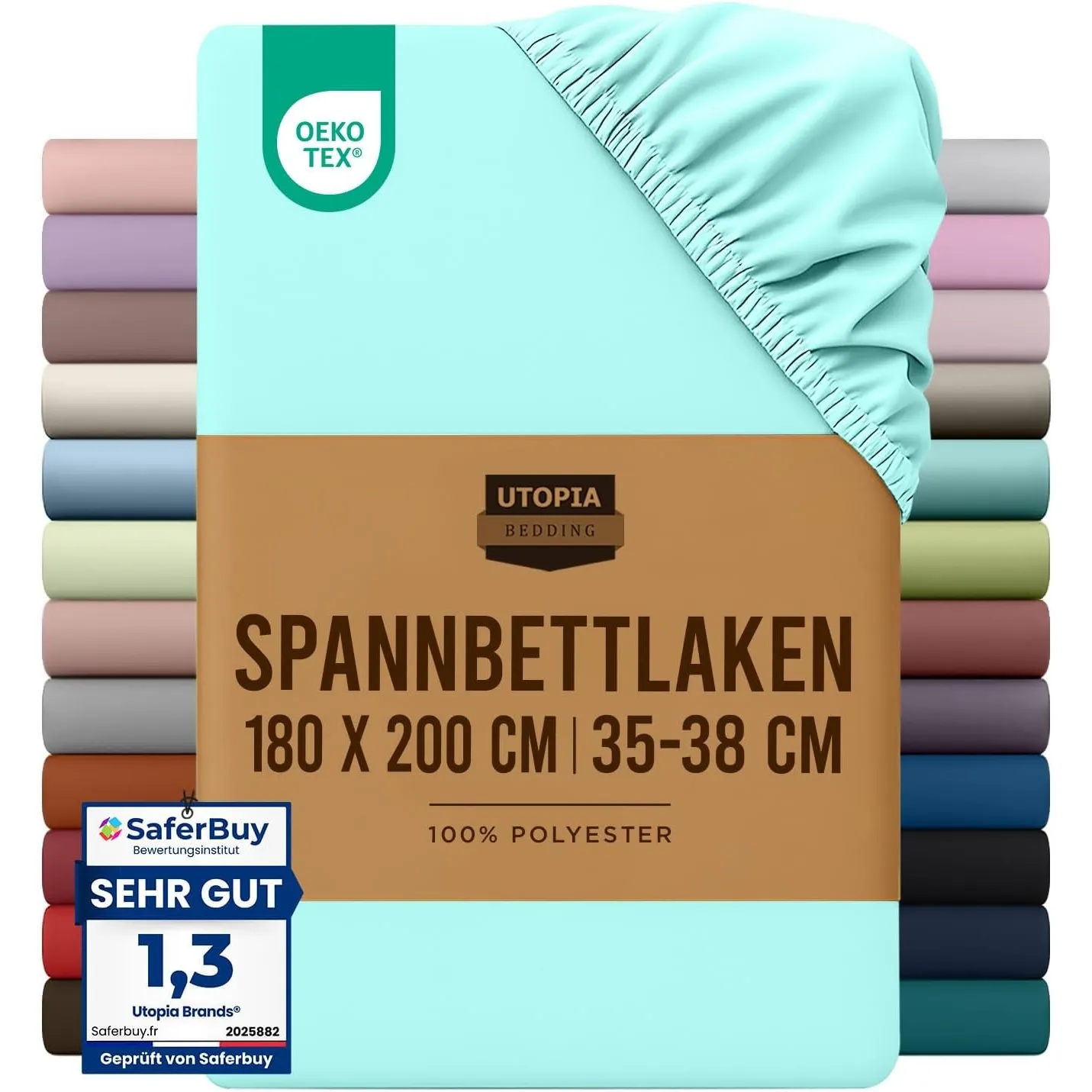 Utopia Bedding - Spannbettlaken 180x200cm - Spa Blau