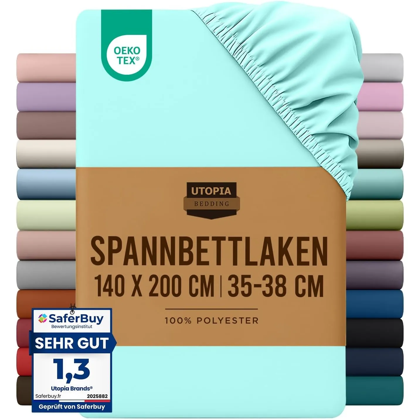 Utopia Bedding - Spannbettlaken 140x200cm - Spa Blau