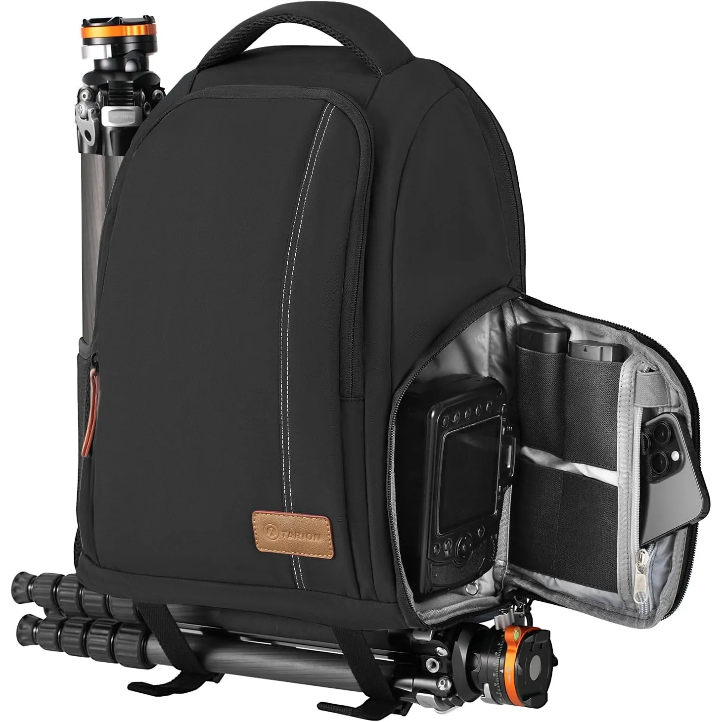 TARION Kamerarucksack Leicht Kamera Rucksack mit 15 Zoll Laptopfach Schwarz