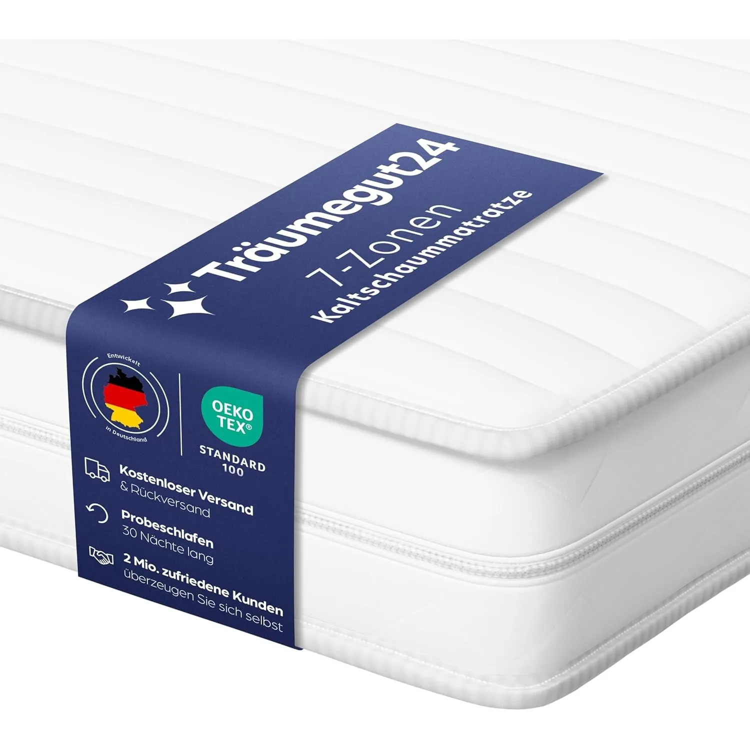 Träumegut24 AquaFlex 7-Zonen Matratze 90x190 cm | H2&H3 | Ergonomische Kaltschaummatratze | Hypoallergen & Antibakterie…