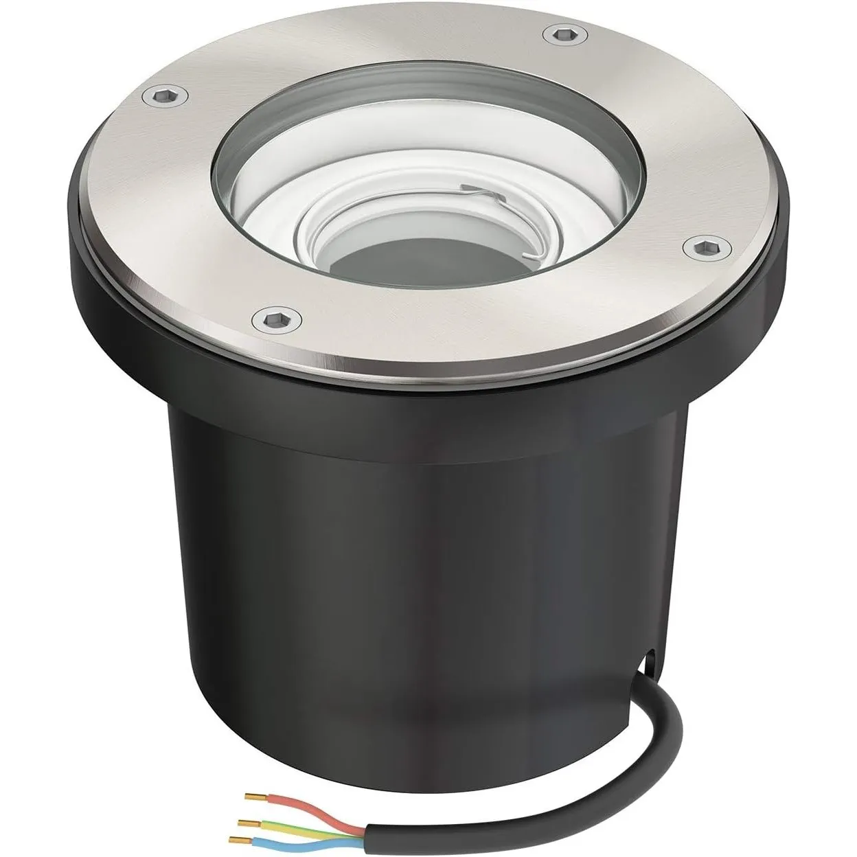 ledscom.de Bodeneinbauleuchte BOFU für außen, IP67, schwenkbar, edelstahl, rund, 150mm Ø, 1x GU10 max. 15W