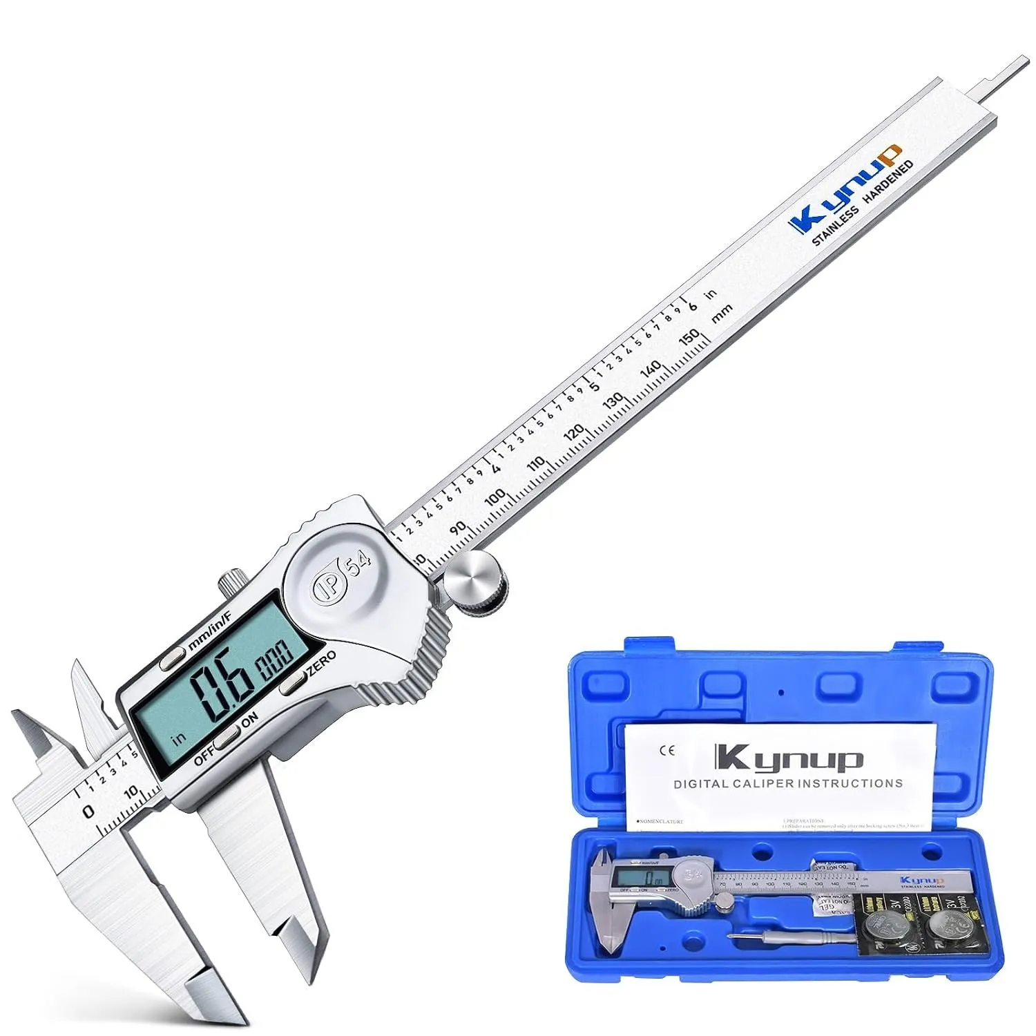 Kynup Digital Messschieber, Schieblehre Messwerkzeuge 150mm Edelstahl IP54 Spritzwasserdicht Staubdicht Schutzdesign, L…