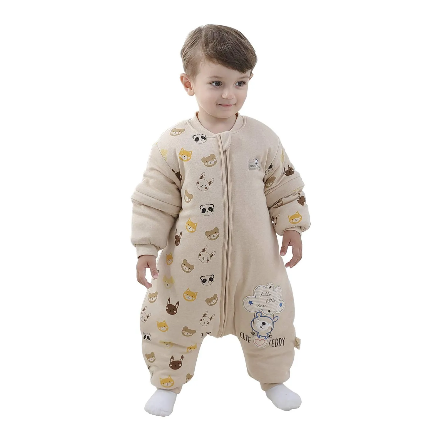 Mosebears Baby Schlafsack mit Beinen Warm gefüttert winter kinder schlafsack abnehmbaren Ärmeln Junge Mädchen Unisex Sc…