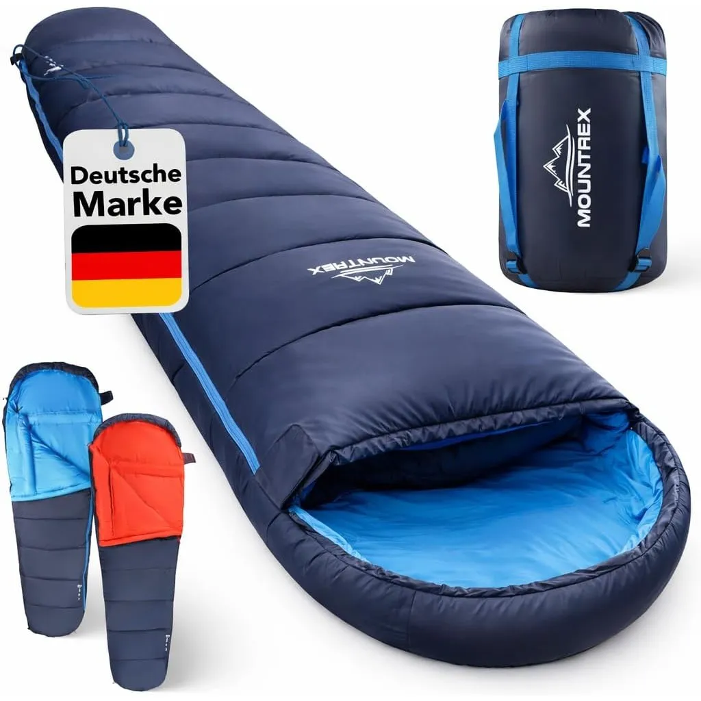 MOUNTREX Schlafsack Winter Sommer - Kleines Packmaß & Ultraleicht (760g/1500g) - Outdoor Camping Sommerschlafsack (100G…
