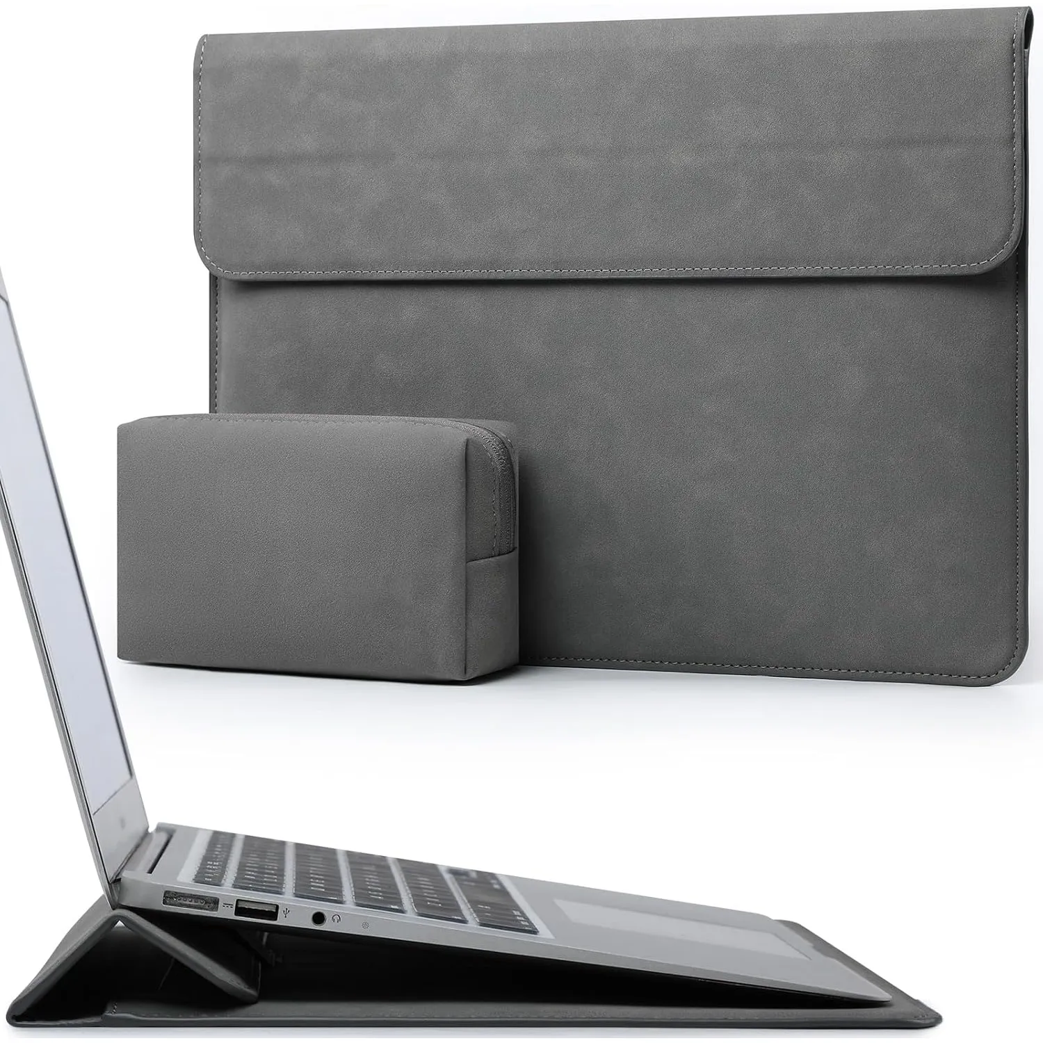 HYZUO 13,3-14 Zoll Laptoptasche Hülle mit Ständerfunktion, Dunkelgrau | für MacBook Pro 14 M5/M4/M3/M2/M1 A3426 A3427 2…