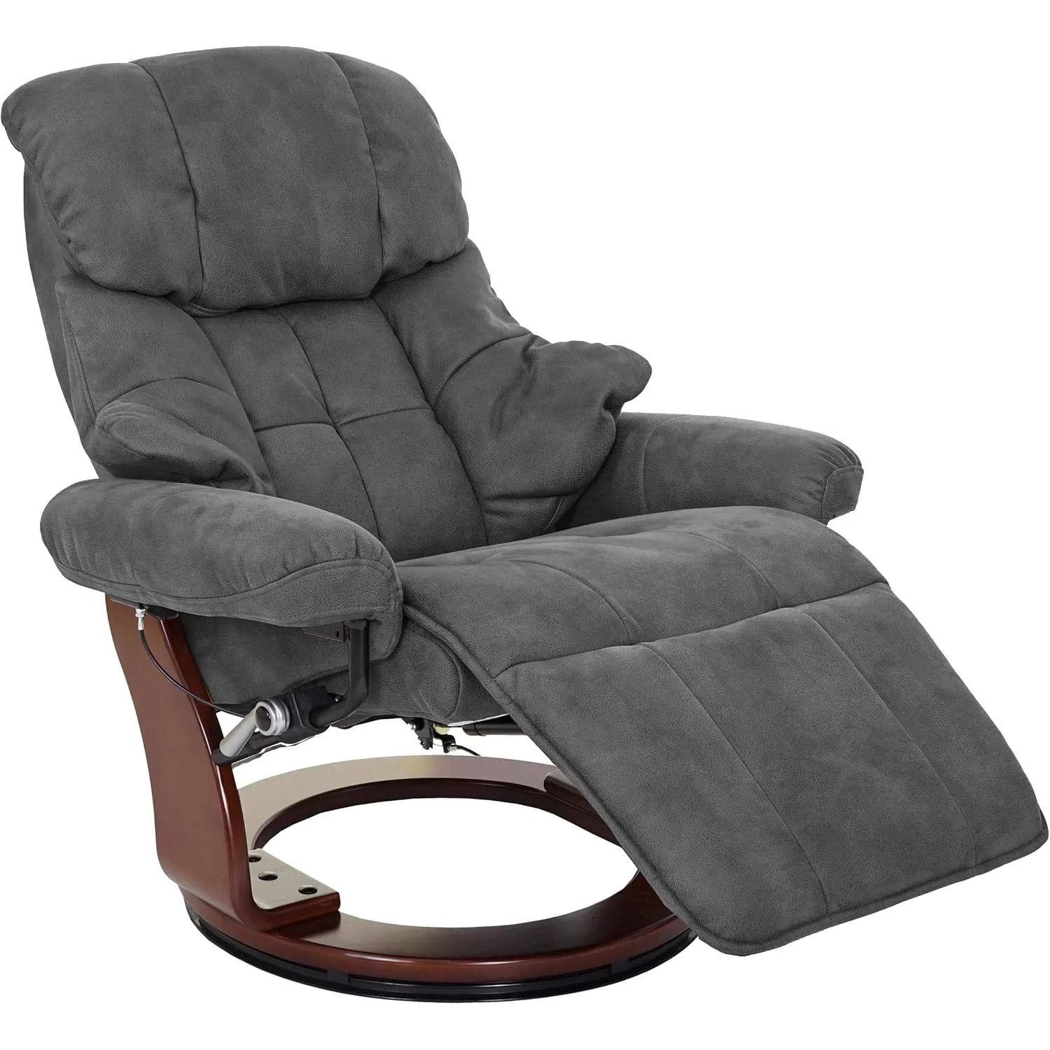 MCA Relaxsessel Calgary 2 - dunkelgrau, Walnuss-Optik | Fernsehsessel, Sessel, Stoff/Textil, 150kg belastbar