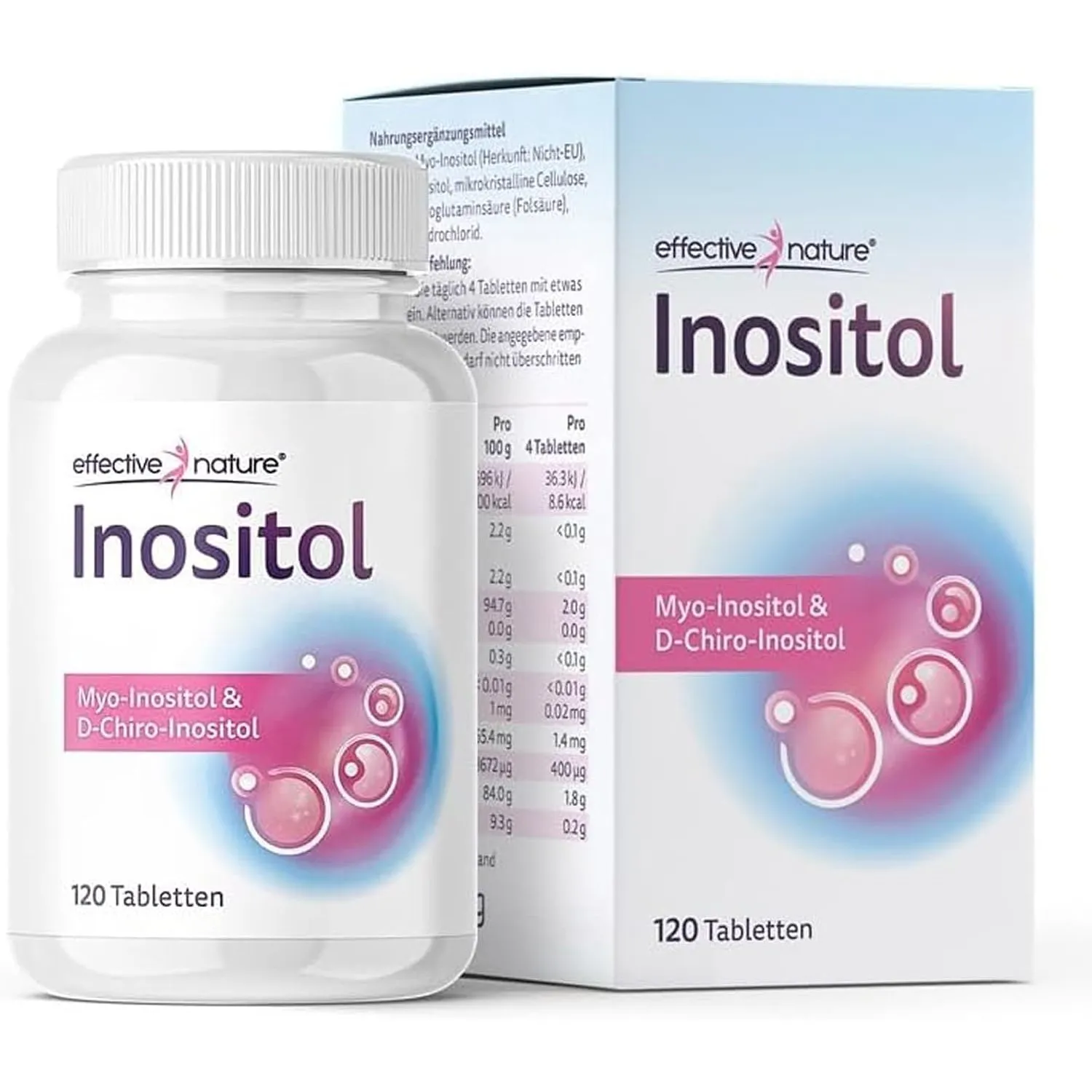 Effective Nature Inositol Tabletten - Myo & D-Chiro im Optimalen Verhältnis | Mit 400 µg Folsäure & 1,4 mg Vitamin B6 p…