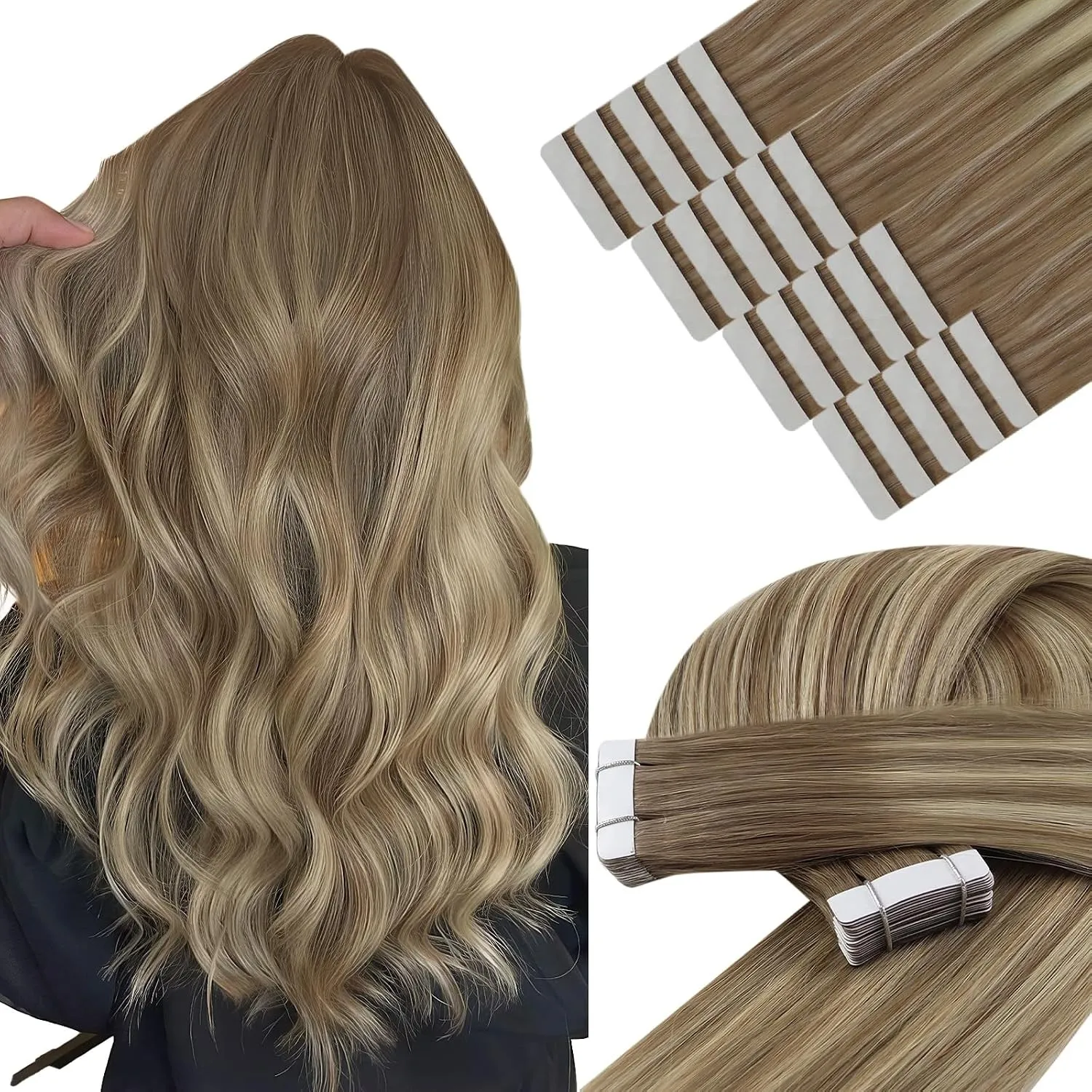 YoungSee Extensions Echthaar Tape Braun Ombre Tape Extensions Echthaar Braun Tape-in Extensions-Echthaar 30cm Echthaar-…