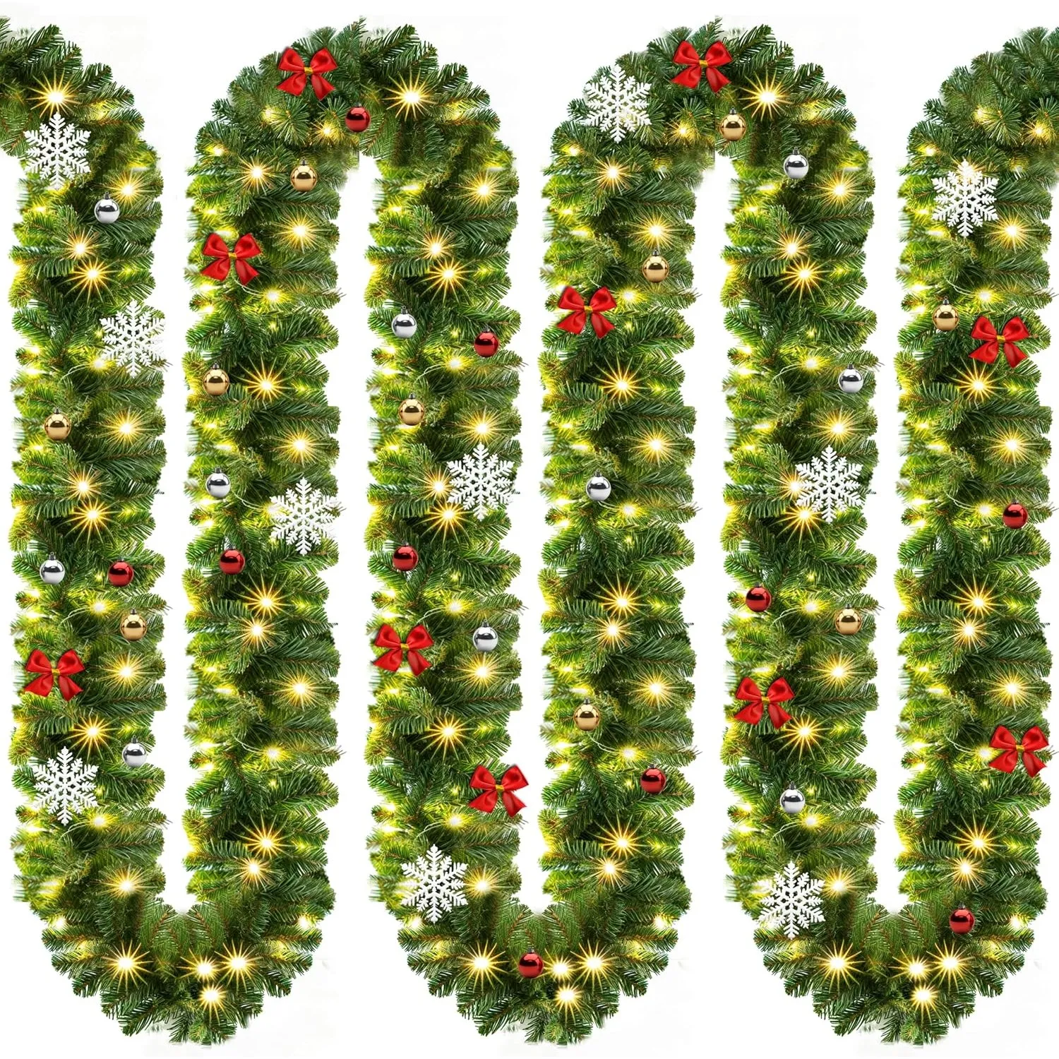 CASARIA Weihnachtsgirlande mit Beleuchtung Deko 10m 160 LEDs