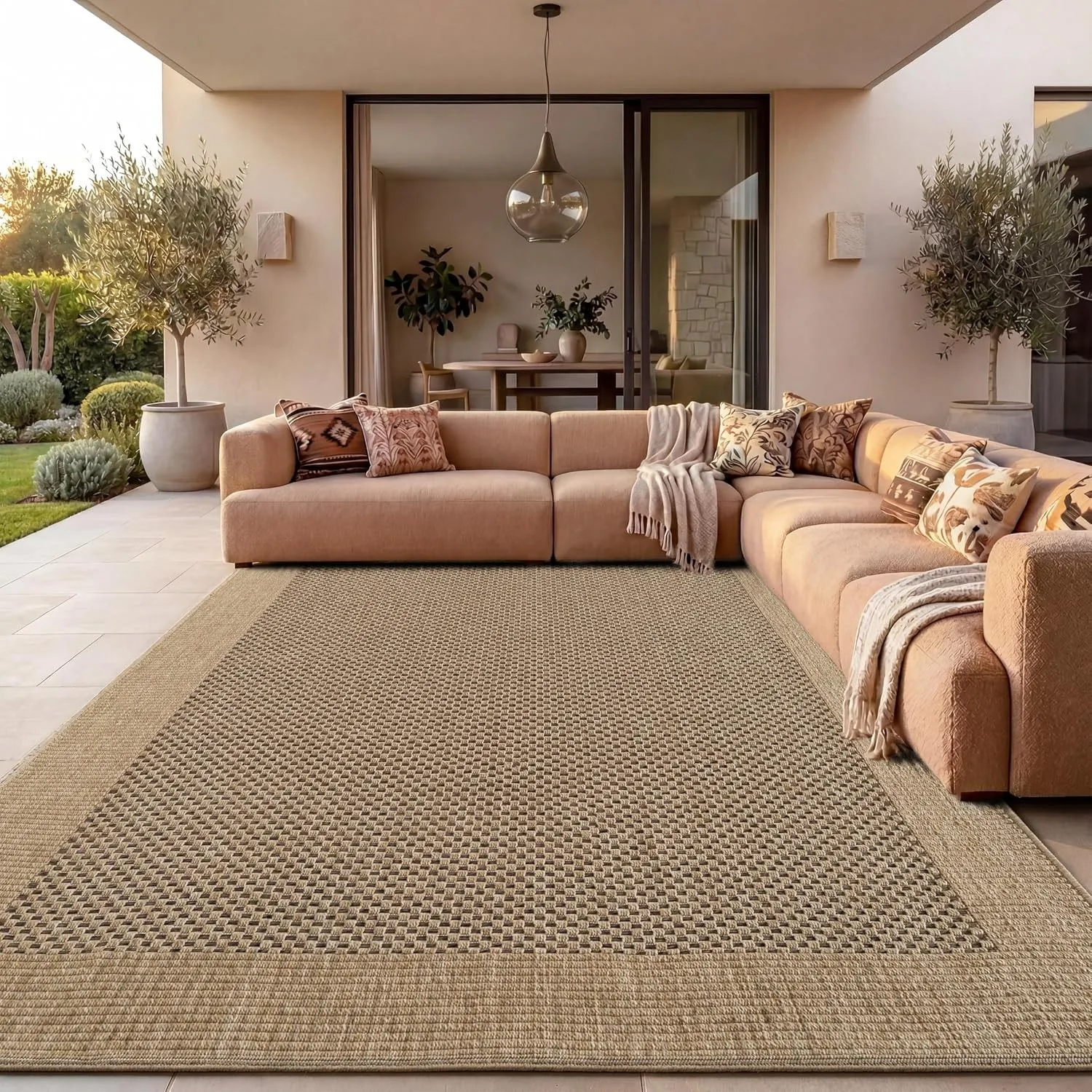 Paco Home Outdoor Teppich Wetterfest, moderner Jute-Look in natürlicher Sisal Optik, Robust, ideal für Terrasse Wohnzim…