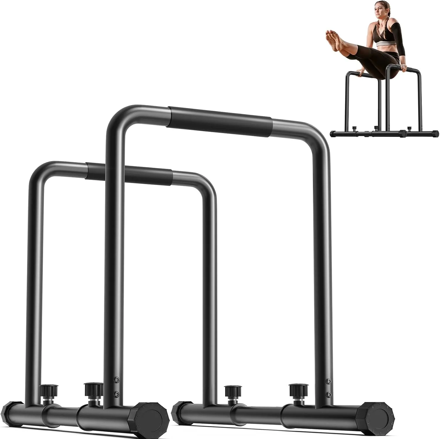 Yoleo Adjustable Dip Bar - 500kg Dip Station Portable Functional Fitness Bar with Safety Port Heavy Duty Dip Stand Body…