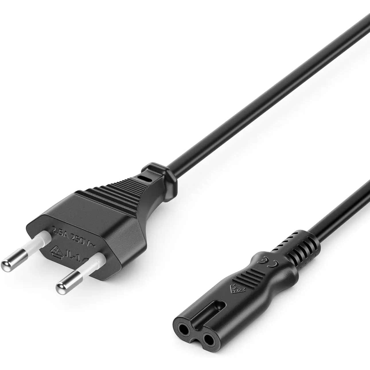 deleyCON 2m Netzkabel Typ C Eurostecker auf C7 Buchse - Schwarz