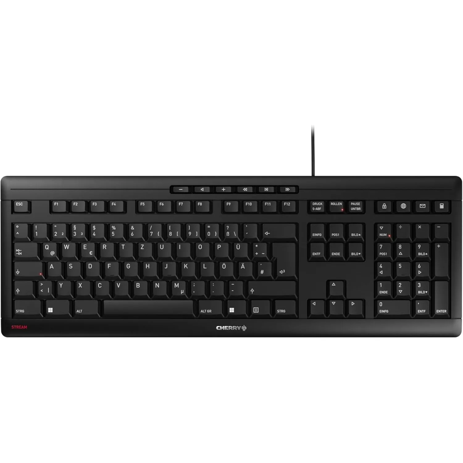 CHERRY Stream Keyboard, Kabelgebundene Tastatur, Deutsch QWERTZ, Schwarz