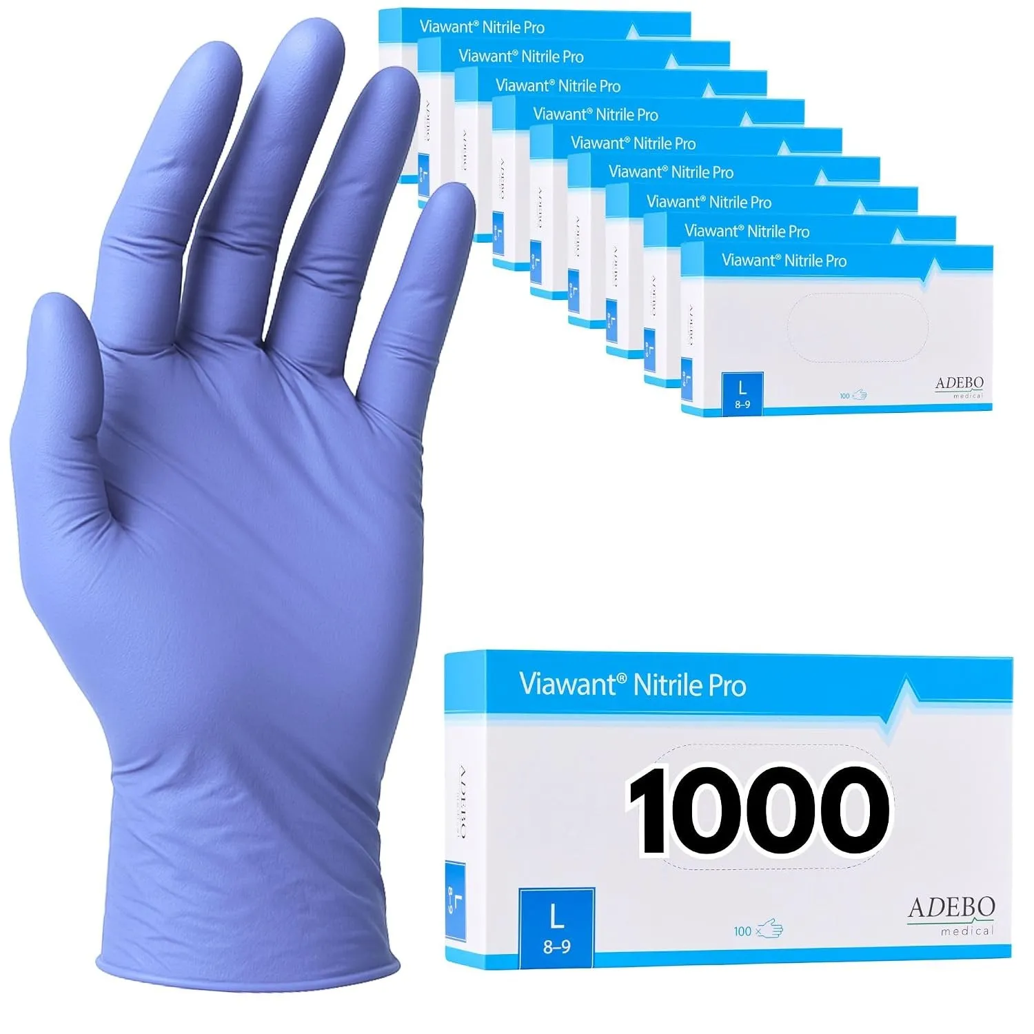 Einweghandschuhe 1000 Stück | L | Nitrilhandschuhe Blau | Puderfreie, latexfreie Einmalhandschuhe | Reißfest & feinfühl…
