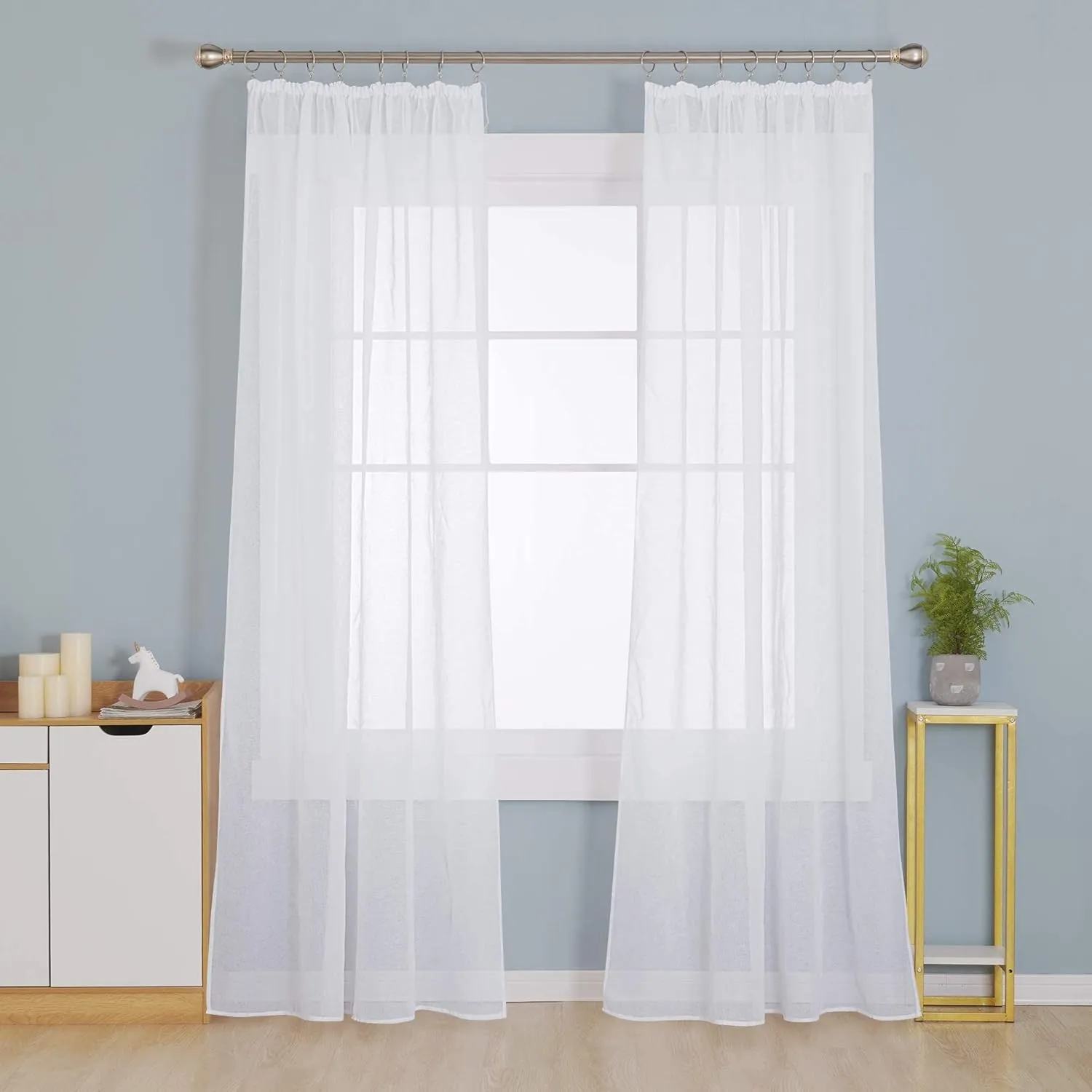Deconovo Gardinen Transparent Vorhänge mit Kräuselband für Schienensystem Jalousien Wohnzimmer Leinenoptik 245x140 cm(H…