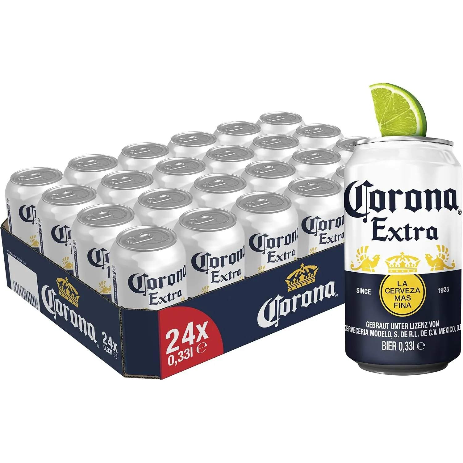 Corona Extra Premium Lager Dosenbier, EINWEG, Internationales Lager Bier (24 X 0.33 l)
