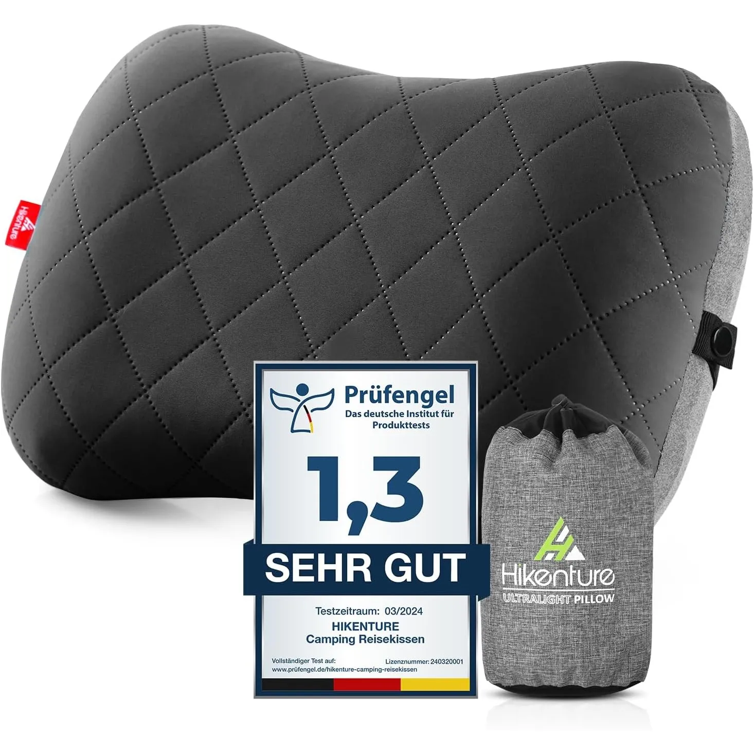 HIKENTURE Aufblasbares Camping/Reise Kissen mit Abziehbarem Kissenbezug | Ultraleichtes Ergonomisches Komfortables Kopf…
