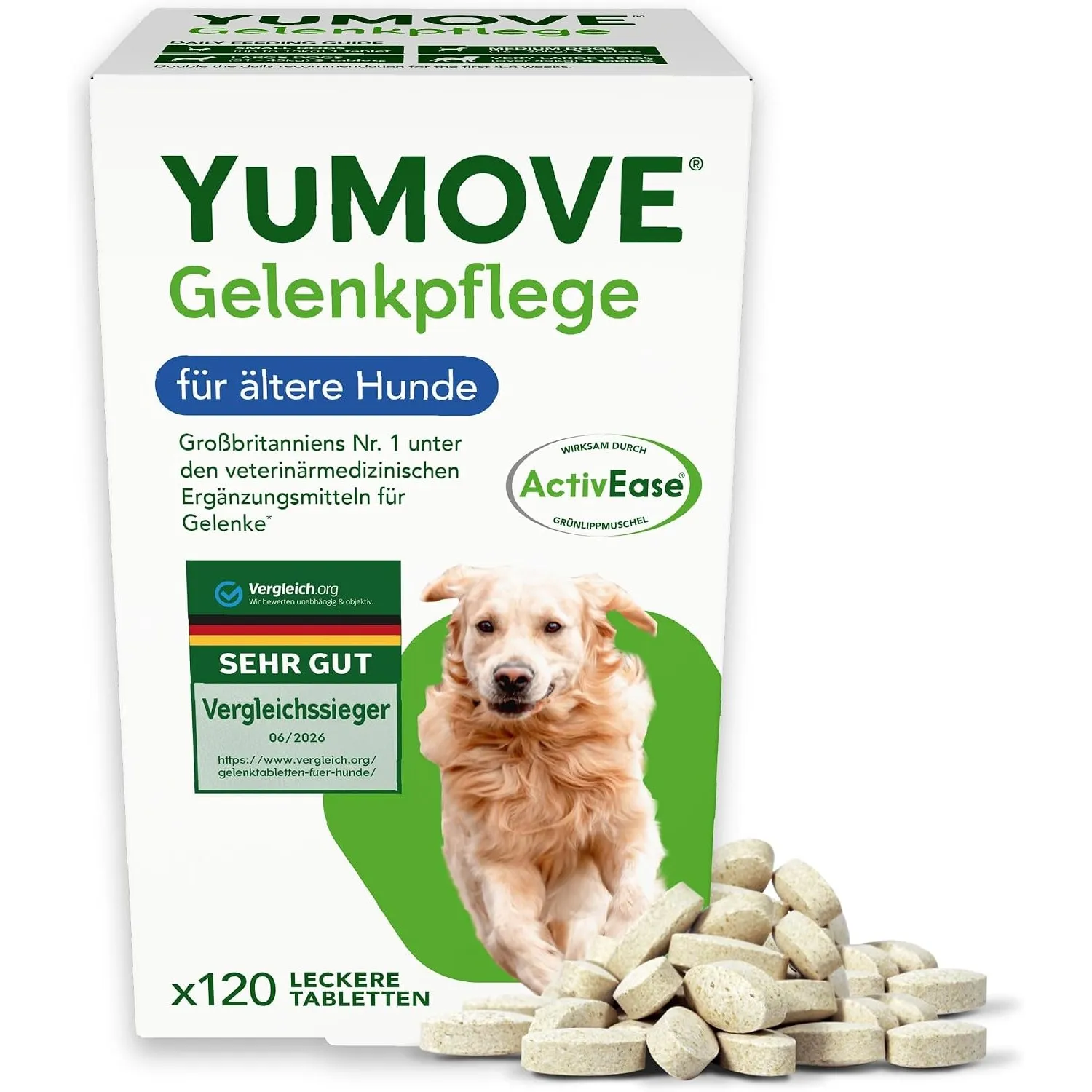 Yumove TESTSIEGER Gelenktabletten Hund Senior 8+ – 120 Tabletten ActivEase