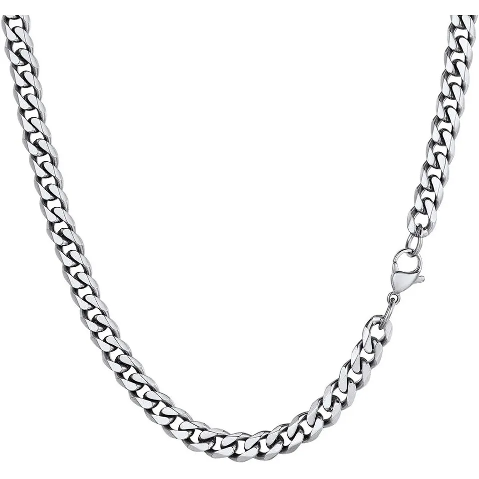 PROSTEEL Herren Halskette Klassische Panzerkette 3/6/9/12mm breit kubanische Gliederkette Herren Hip-Hop Kette Cuban Ch…