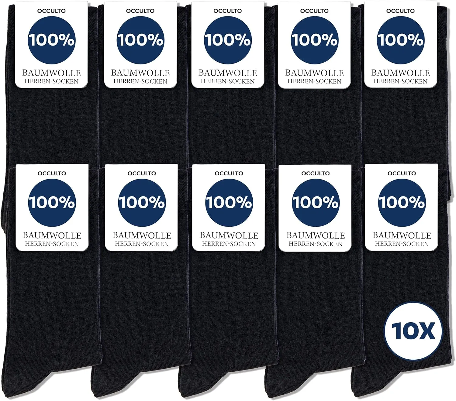 Occulto Herren 100% Baumwolle Socken 10-20er Pack (Modell: Ingo)