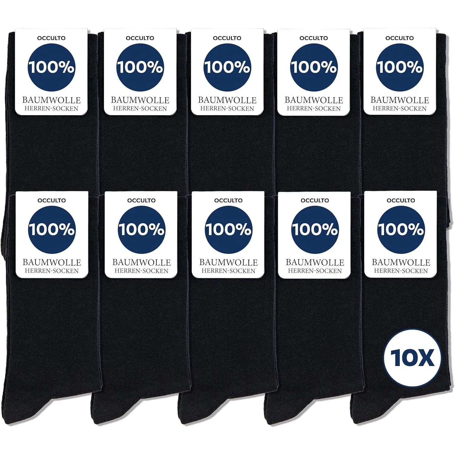 Occulto Herren 100% Baumwolle Socken 10-20er Pack (Modell: Ingo)