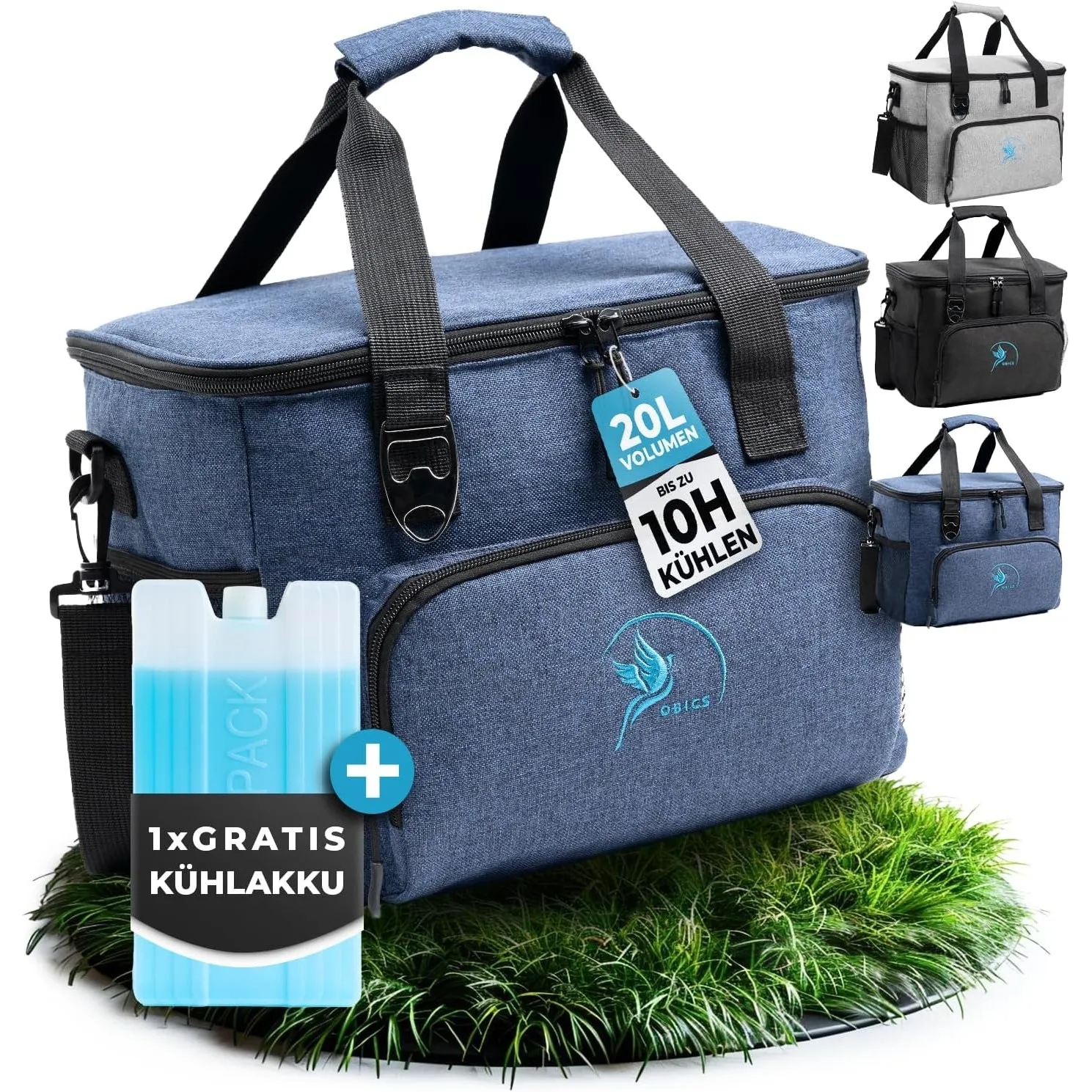 Obics® Kühltasche 20L & 30L (faltbar) 10-12 Stunden kühlen - isolierte Einkaufstasche & Lunchtasche mit Flaschenöffner …