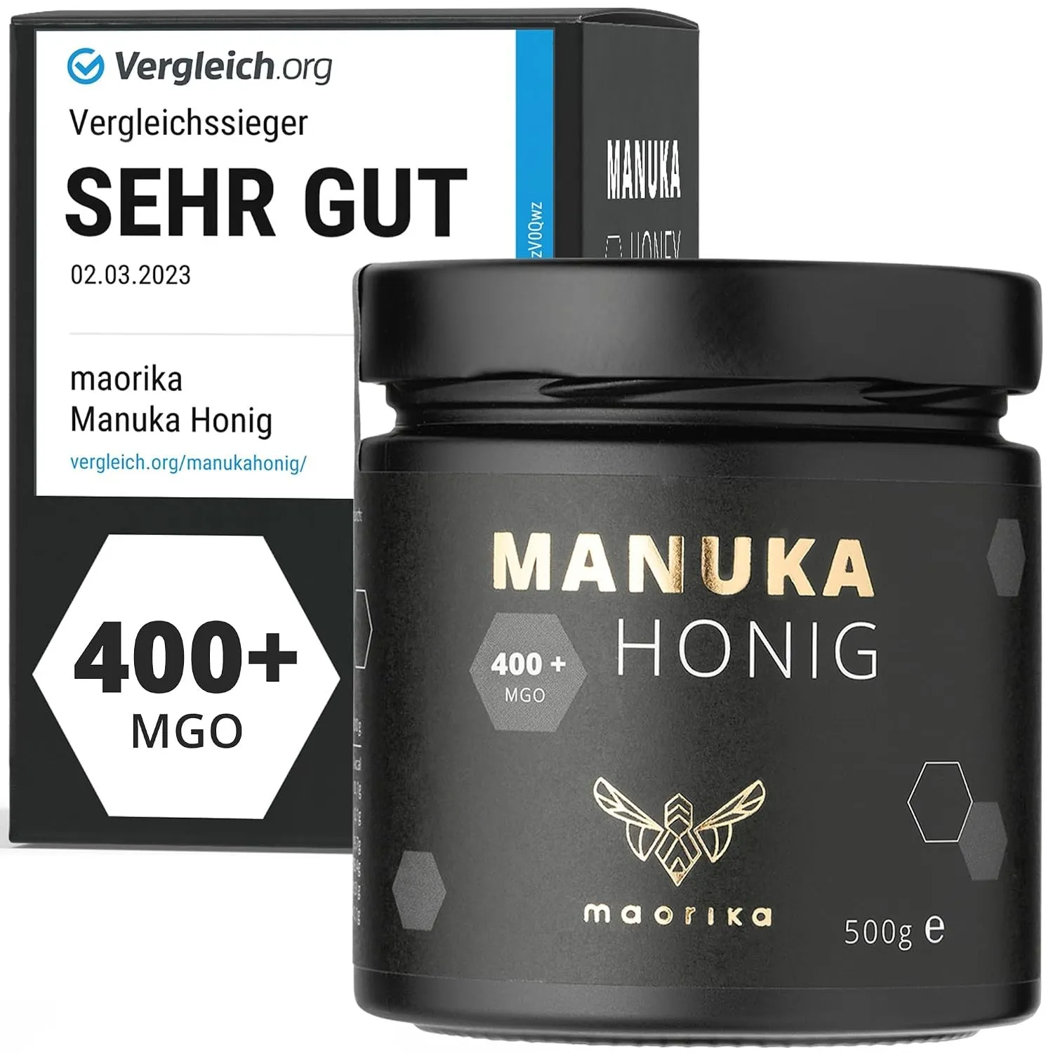 maorika - Manuka Honig 400 MGO + 500g im Glas (lichtundurchlässig, kein Plastik) - laborgeprüft, zertifiziert aus Neuse…