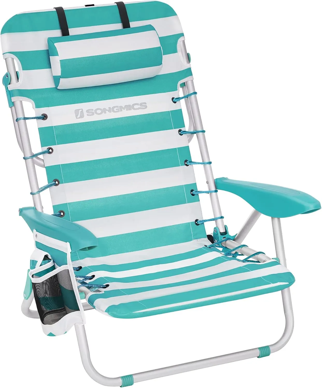 SONGMICS GCB62JW Beach Chair Camping Chair Outdoor Chair Portable with Shoulder Straps Foldable Adjustable Backrest wit…