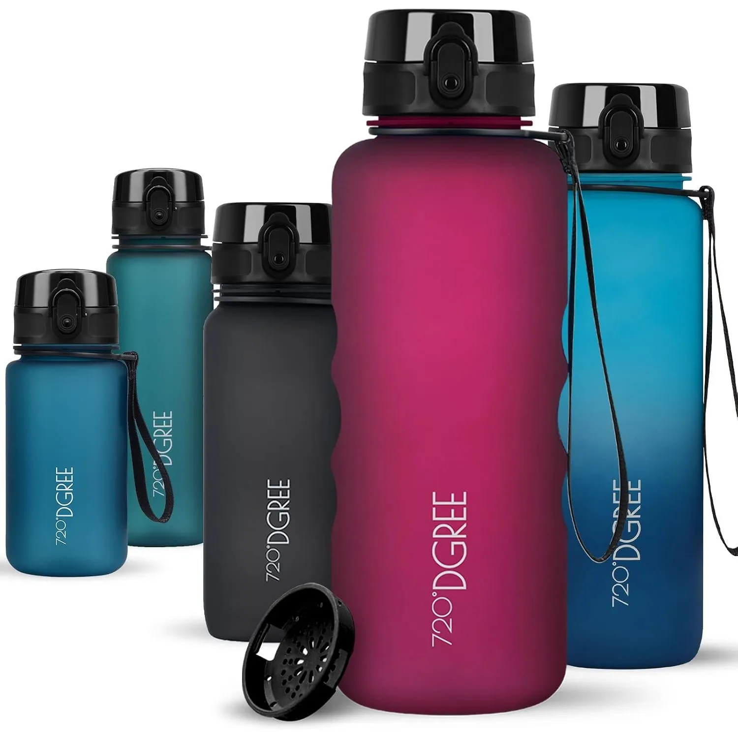 720°DGREE Trinkflasche „uberBottle“ Sieb – 6 Größen, über 40 Farben wählbar | BPA-Frei - Leichte Tritan Flasche für Spo…