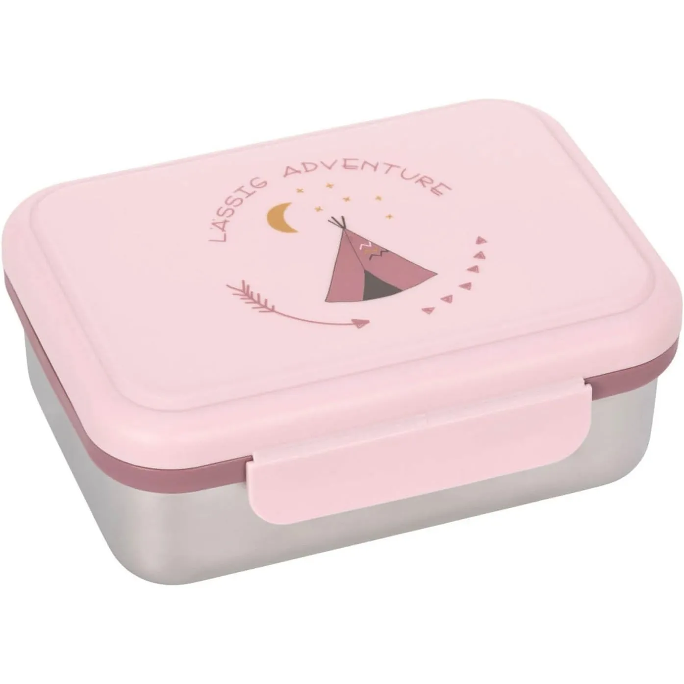 LÄSSIG Kinder Brotdose Edelstahl Lunchbox Frühstücksbox Nachhaltig Kindergarten Schule/Lunchbox Stainless Steel Adventu…